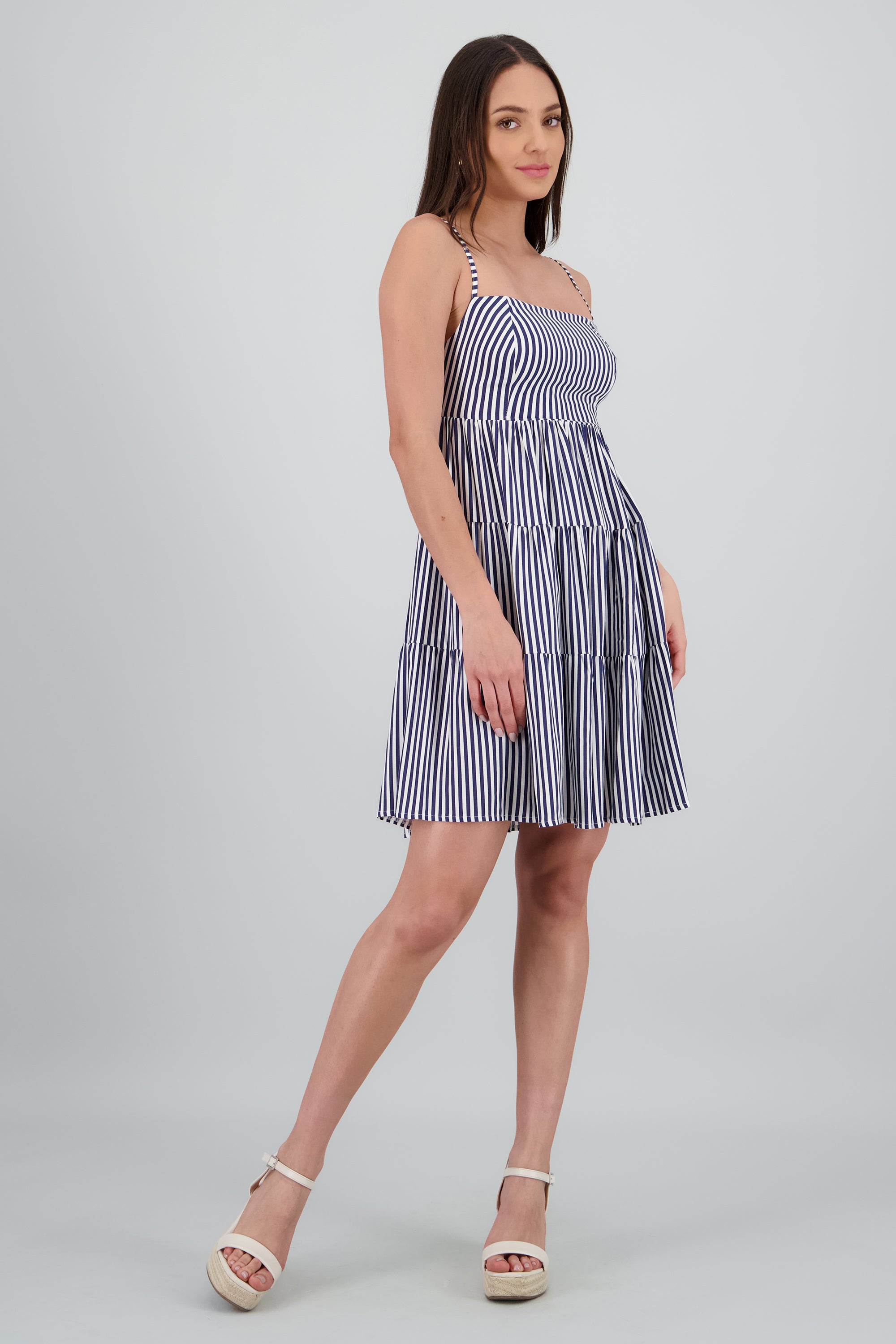 Vestido mini tirantes rayas AZUL COMBO