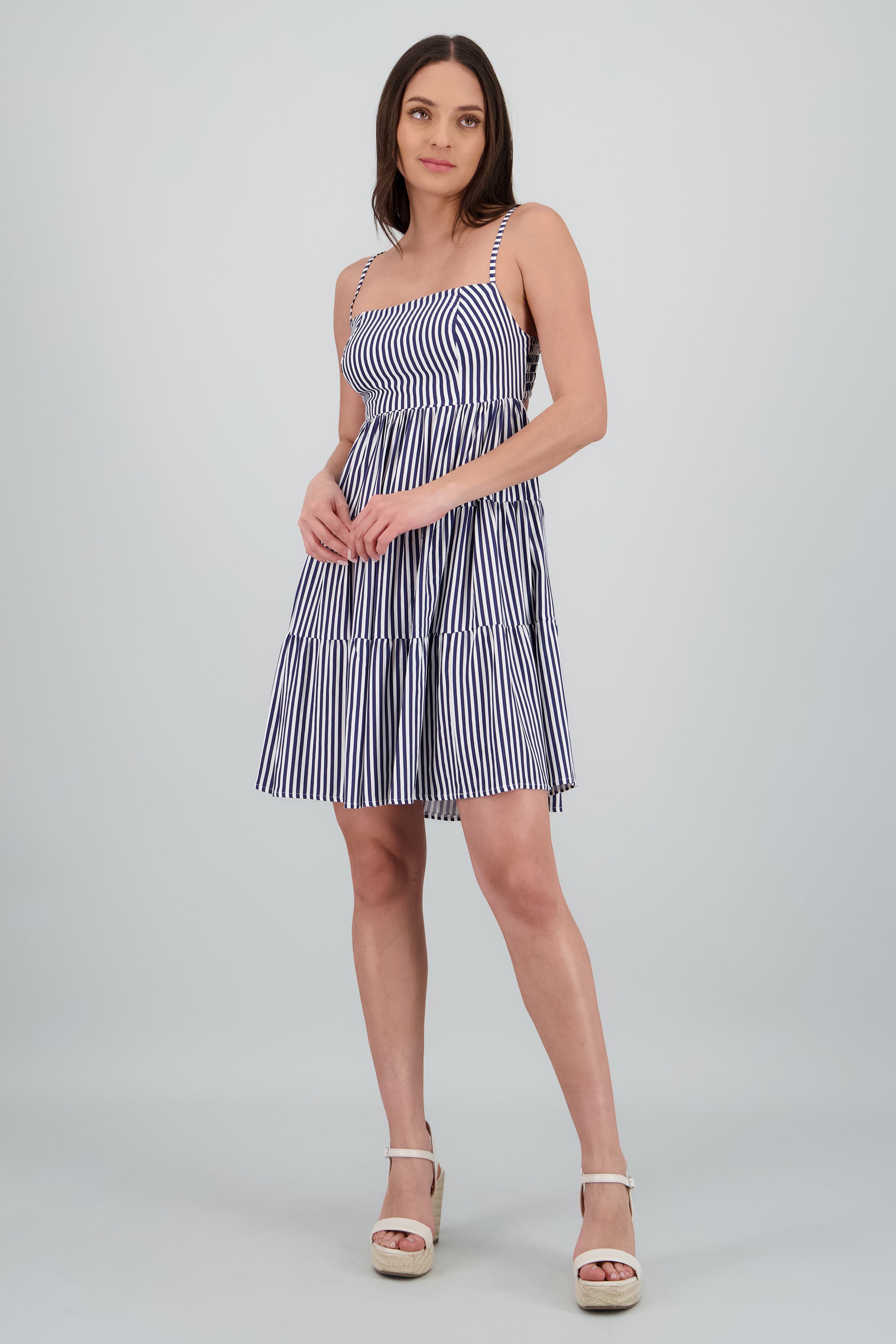 Vestido mini tirantes rayas AZUL COMBO