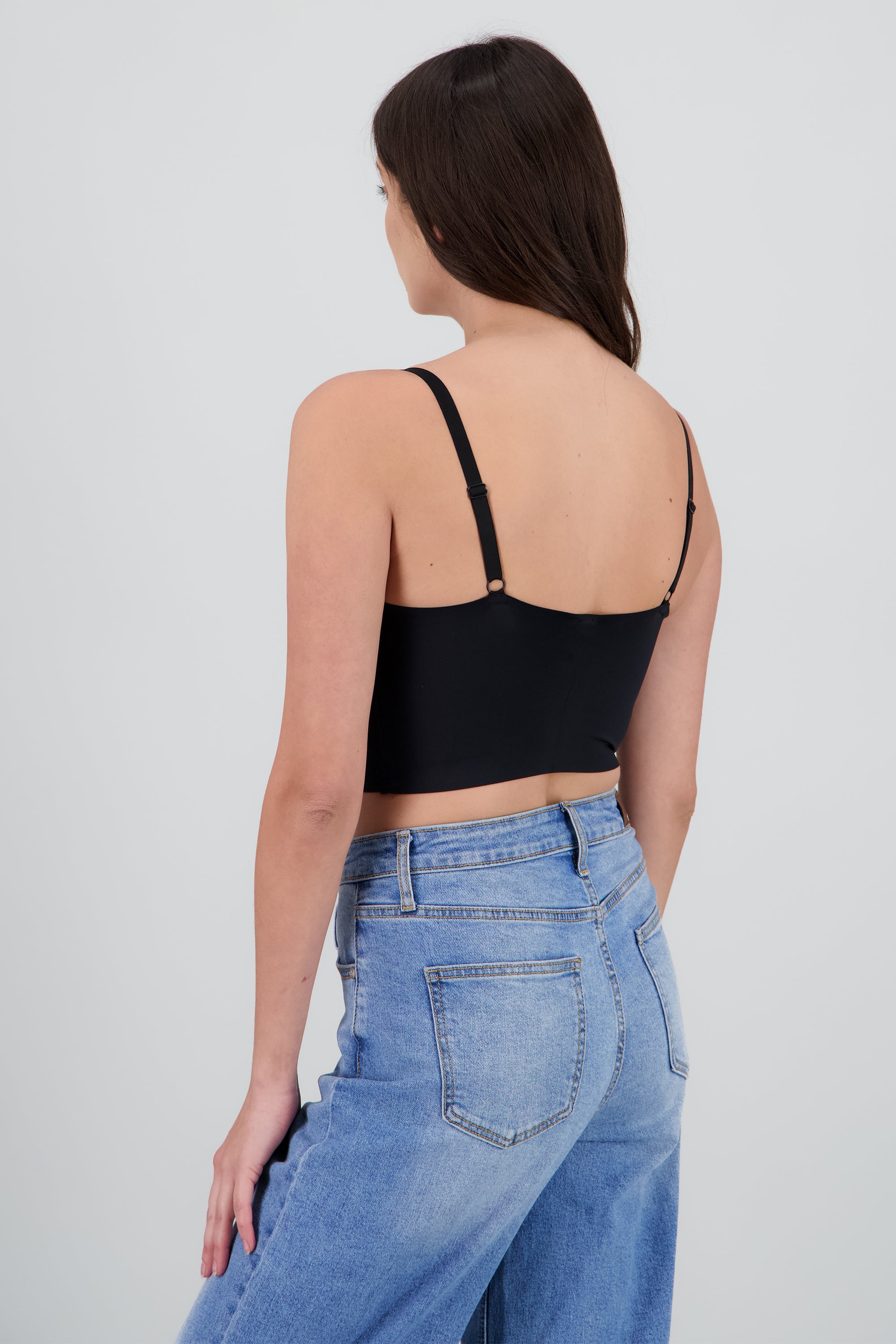 Top corset con copas y varillas NEGRO