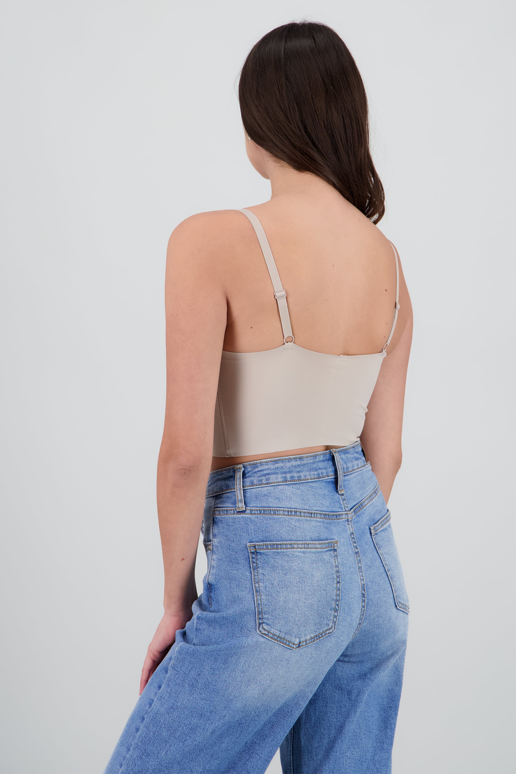 Top corset con copas y varillas GREIGE