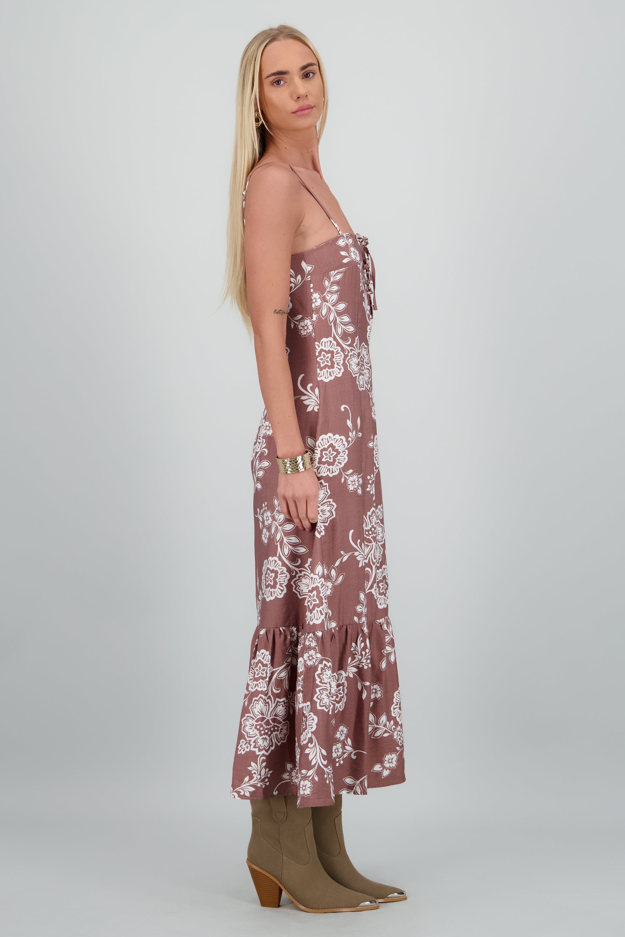 Vestido midi de tirantes estampado flores CAFE COMBO