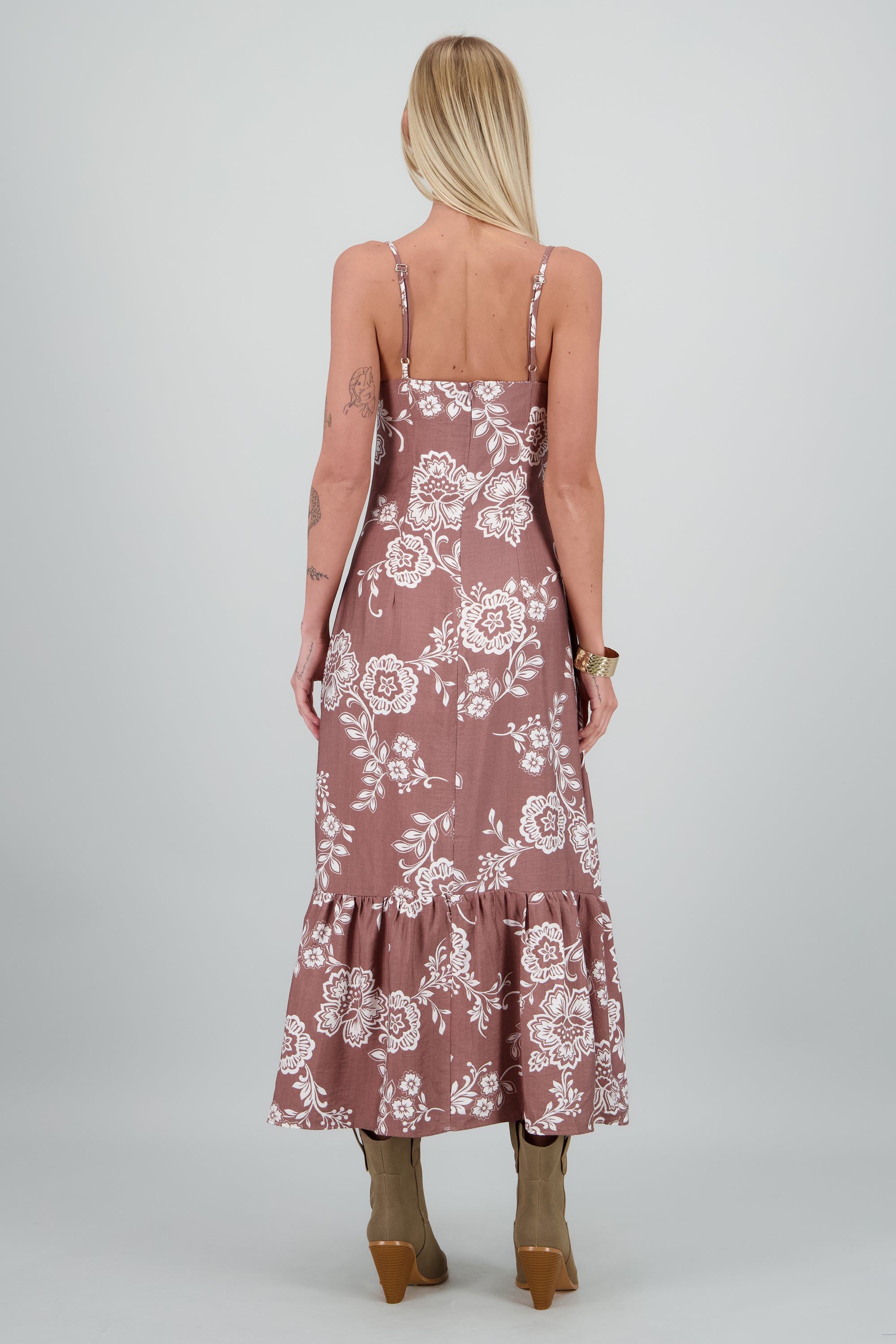 Vestido midi de tirantes estampado flores CAFE COMBO