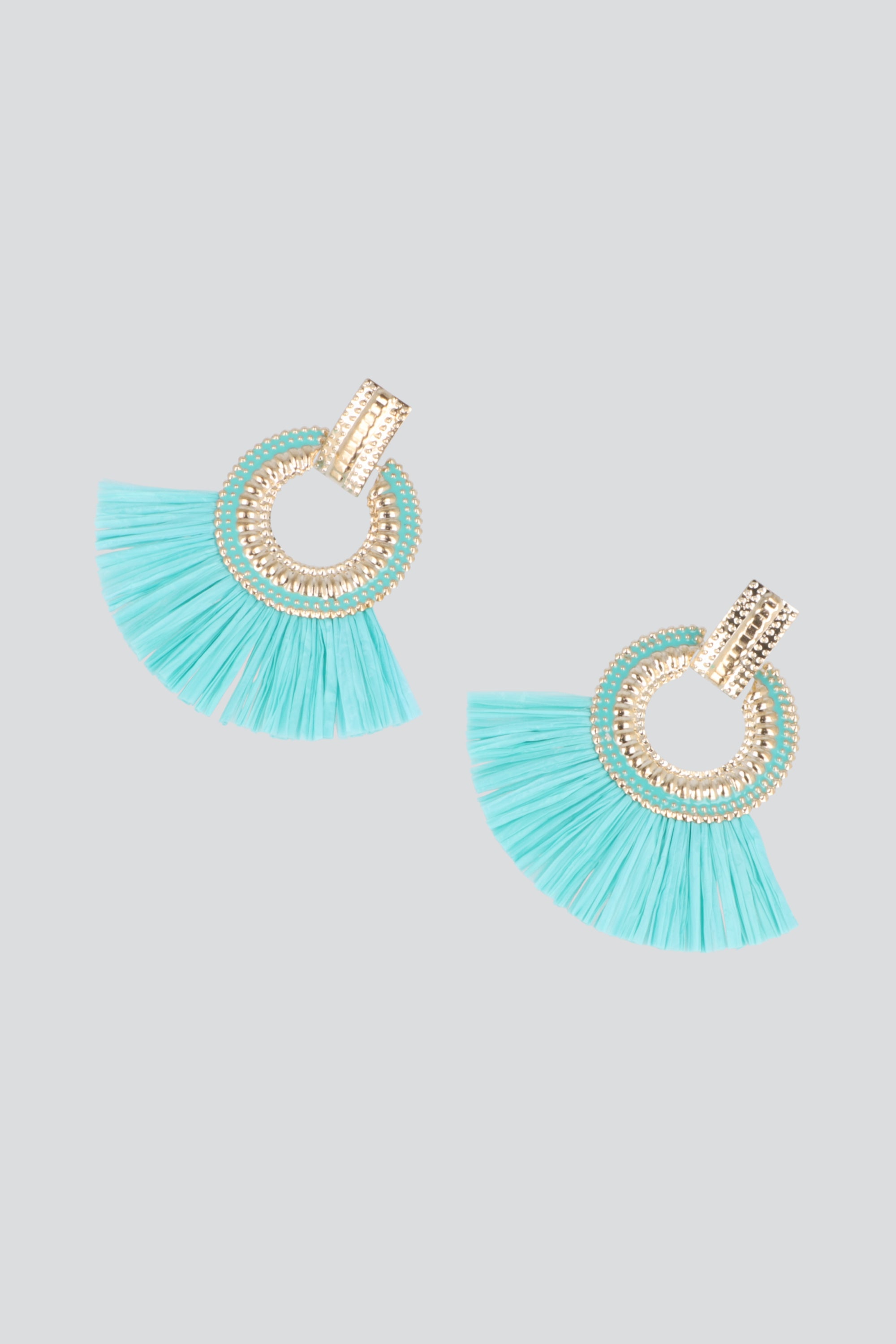 ARETES CIRCULO RAFIA COLOR AZUL