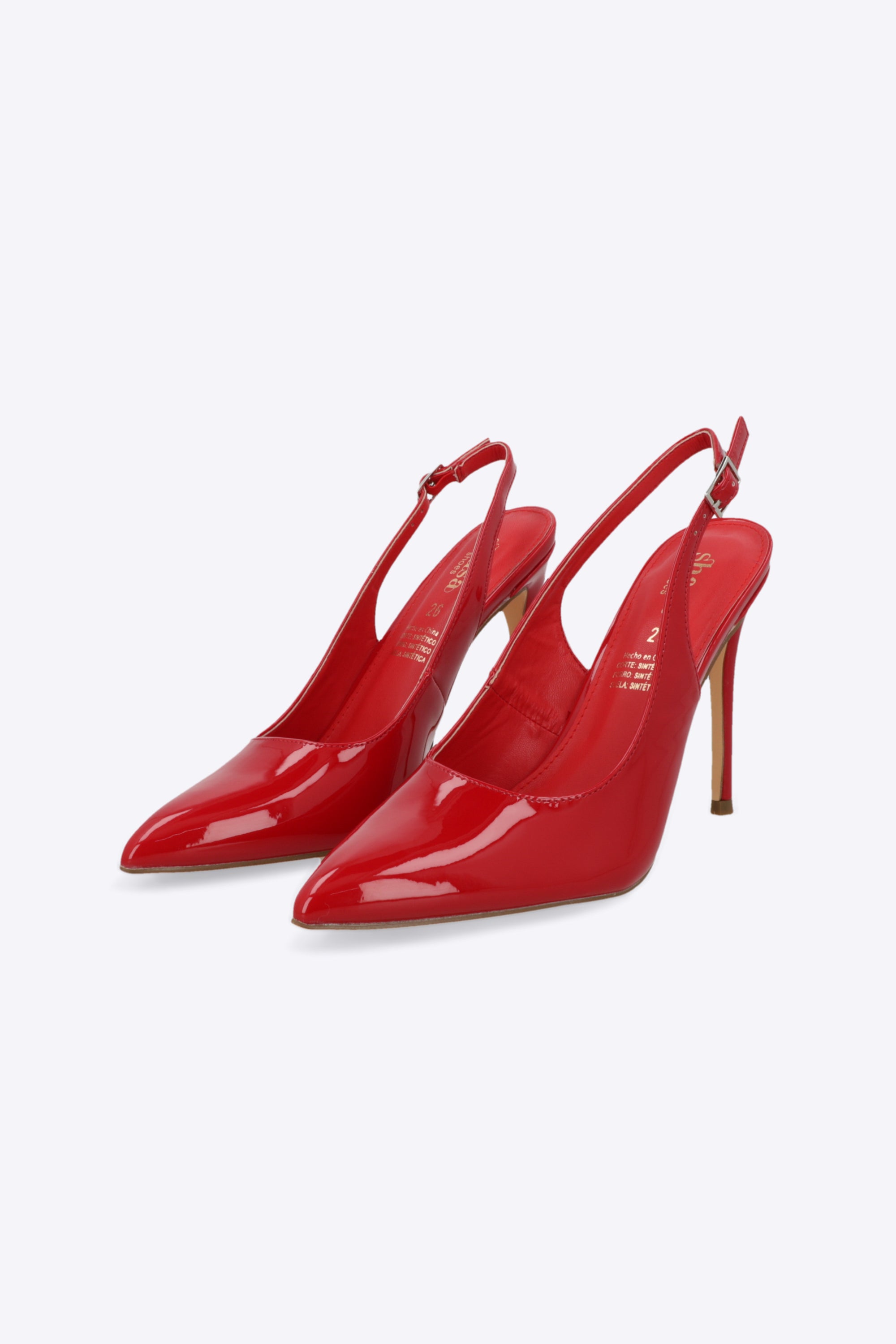 Tacon puntal alto slingback ROJO