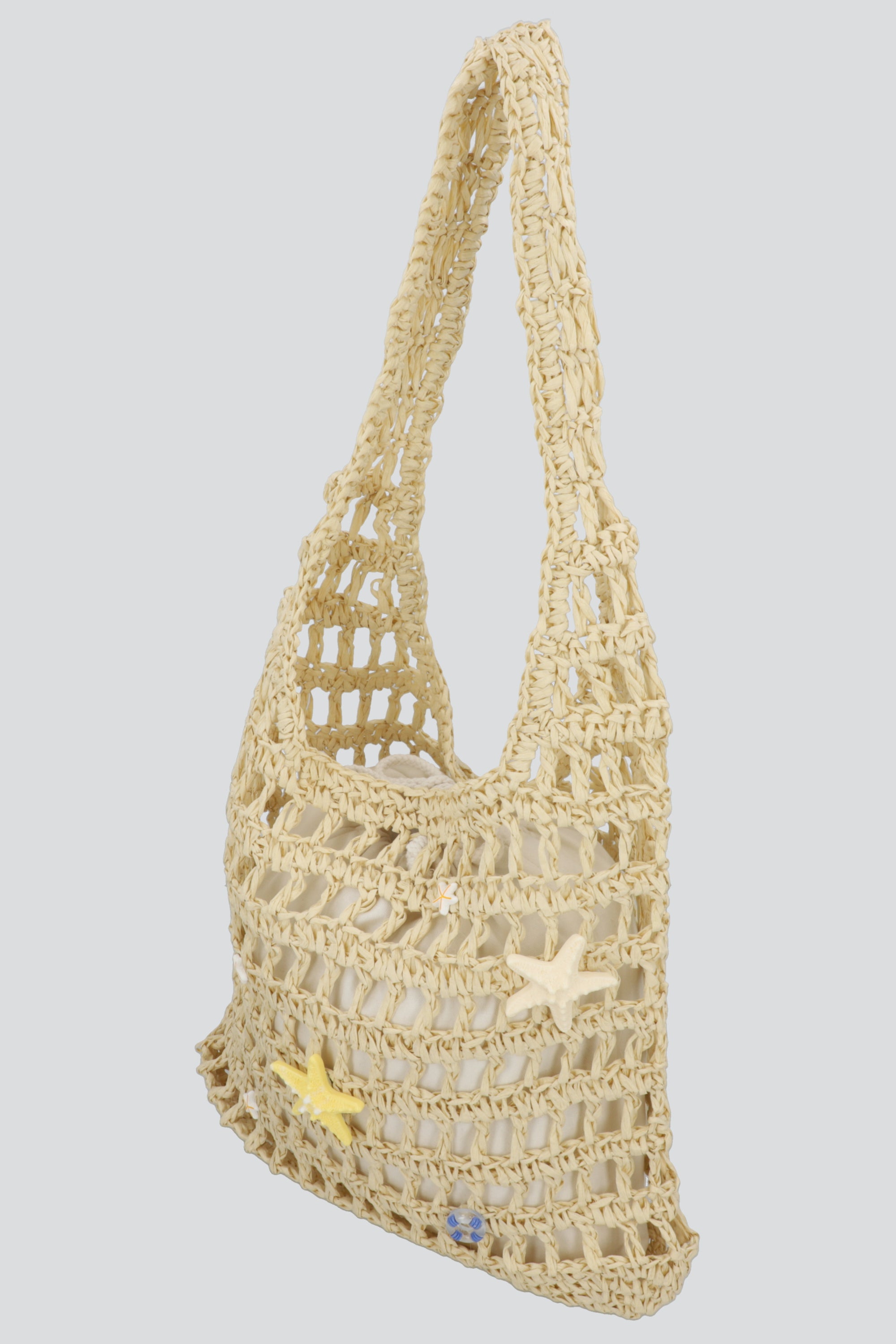 BOLSA TEJIDA APLICACIONES PLAYA BEIGE