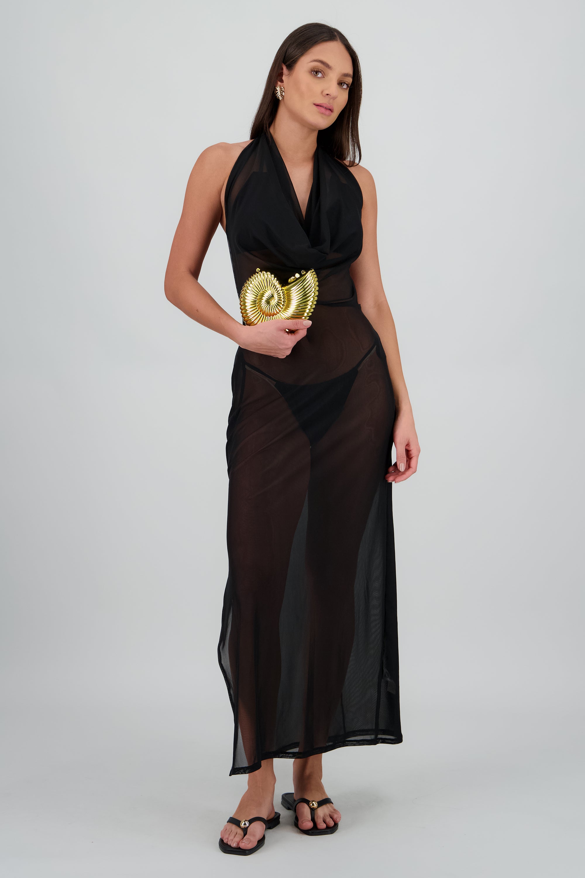 BOLSA RIGIDA METALICA CONCHA ORO