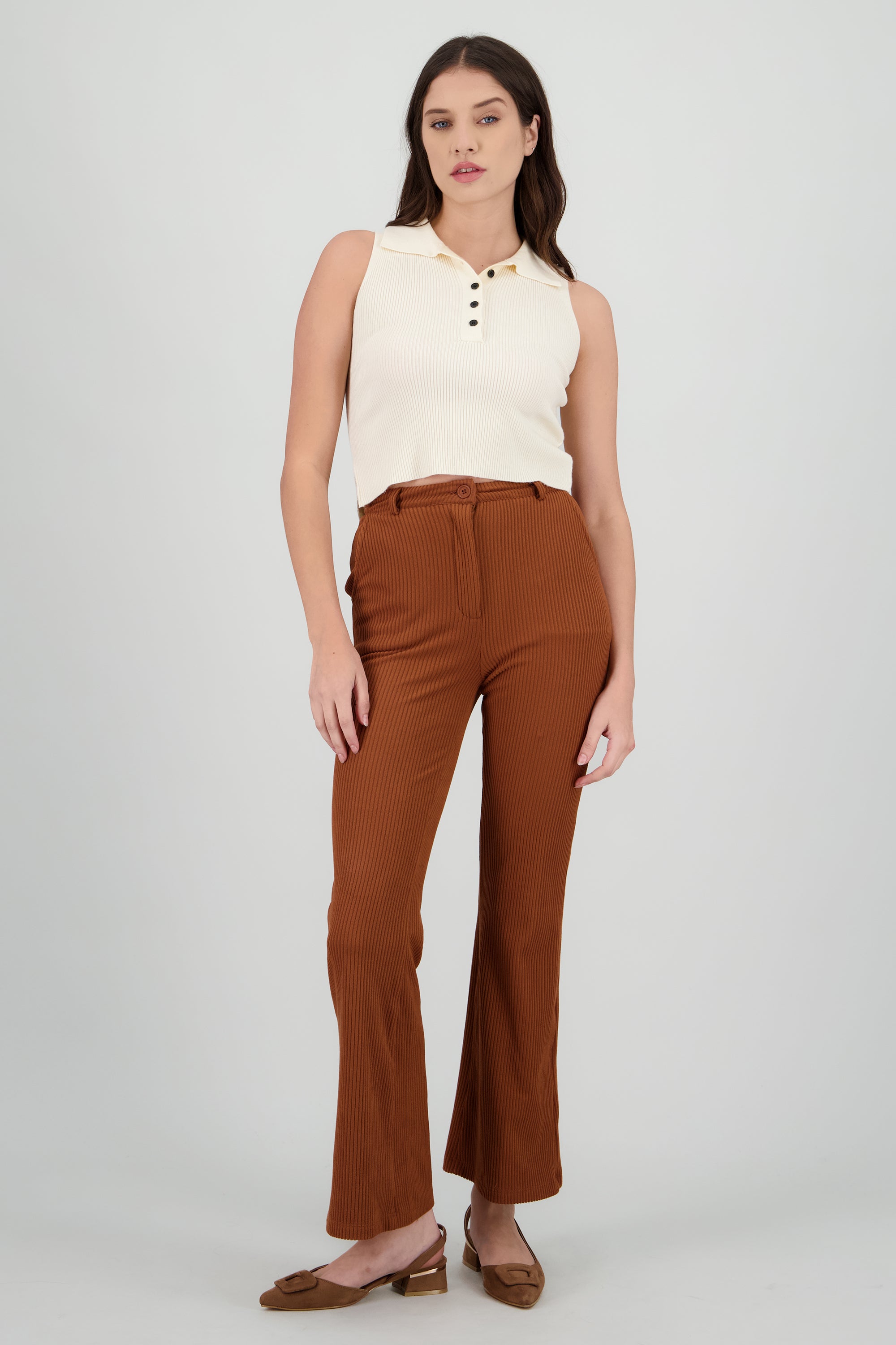 Pantalon de pana recto CAMELLO