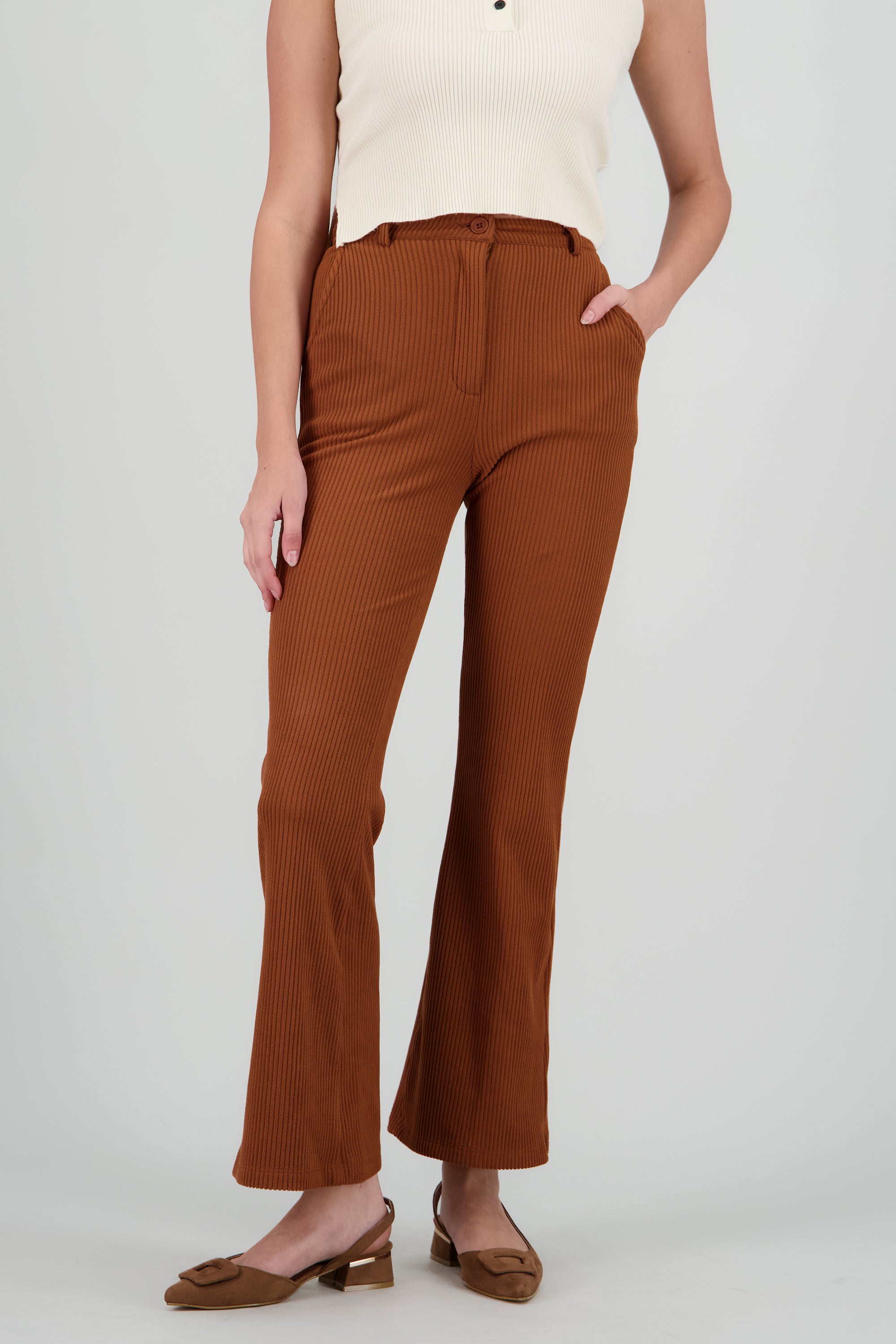 Pantalon de pana recto CAMELLO