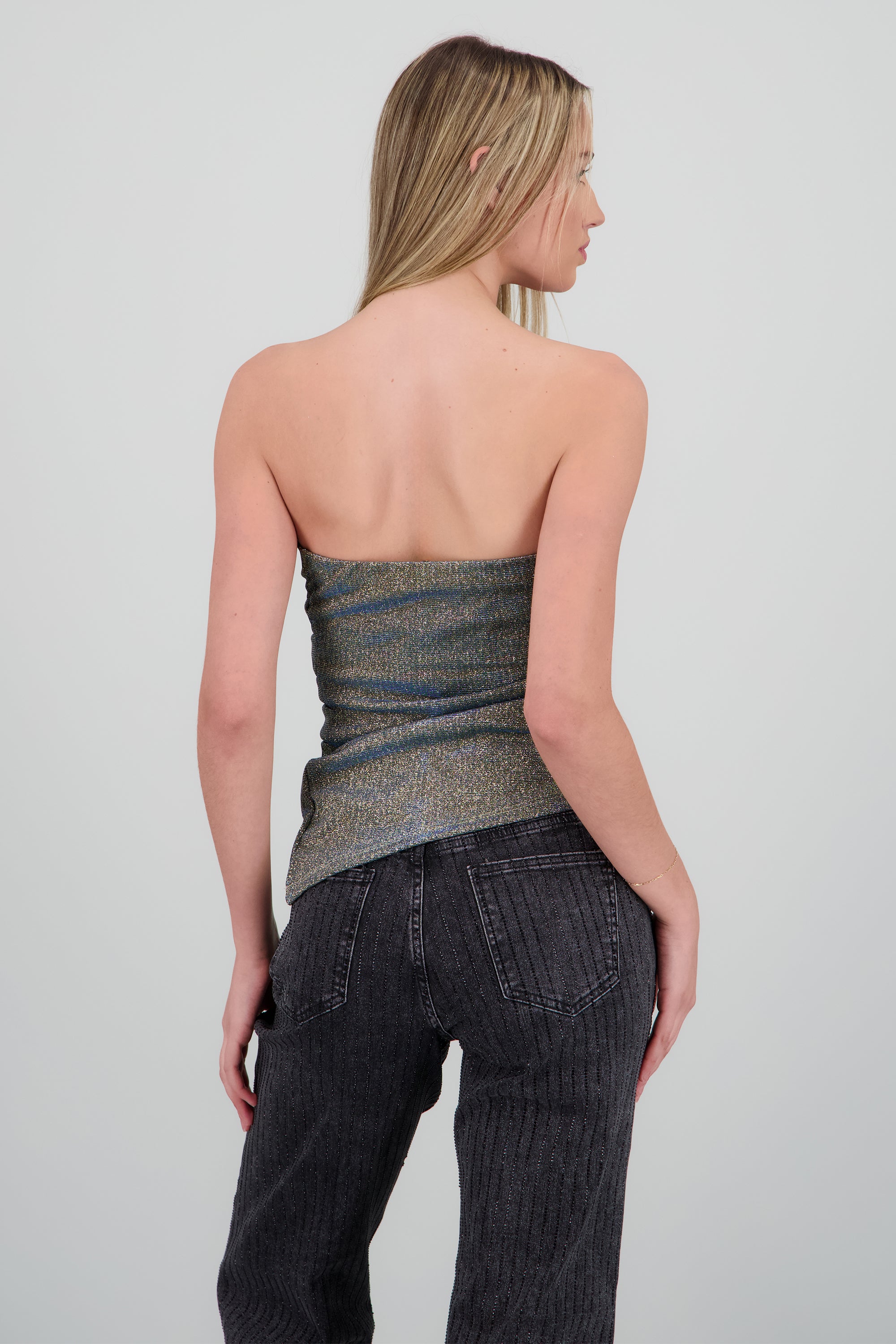 Top bandeau asimetrico brillos ORO