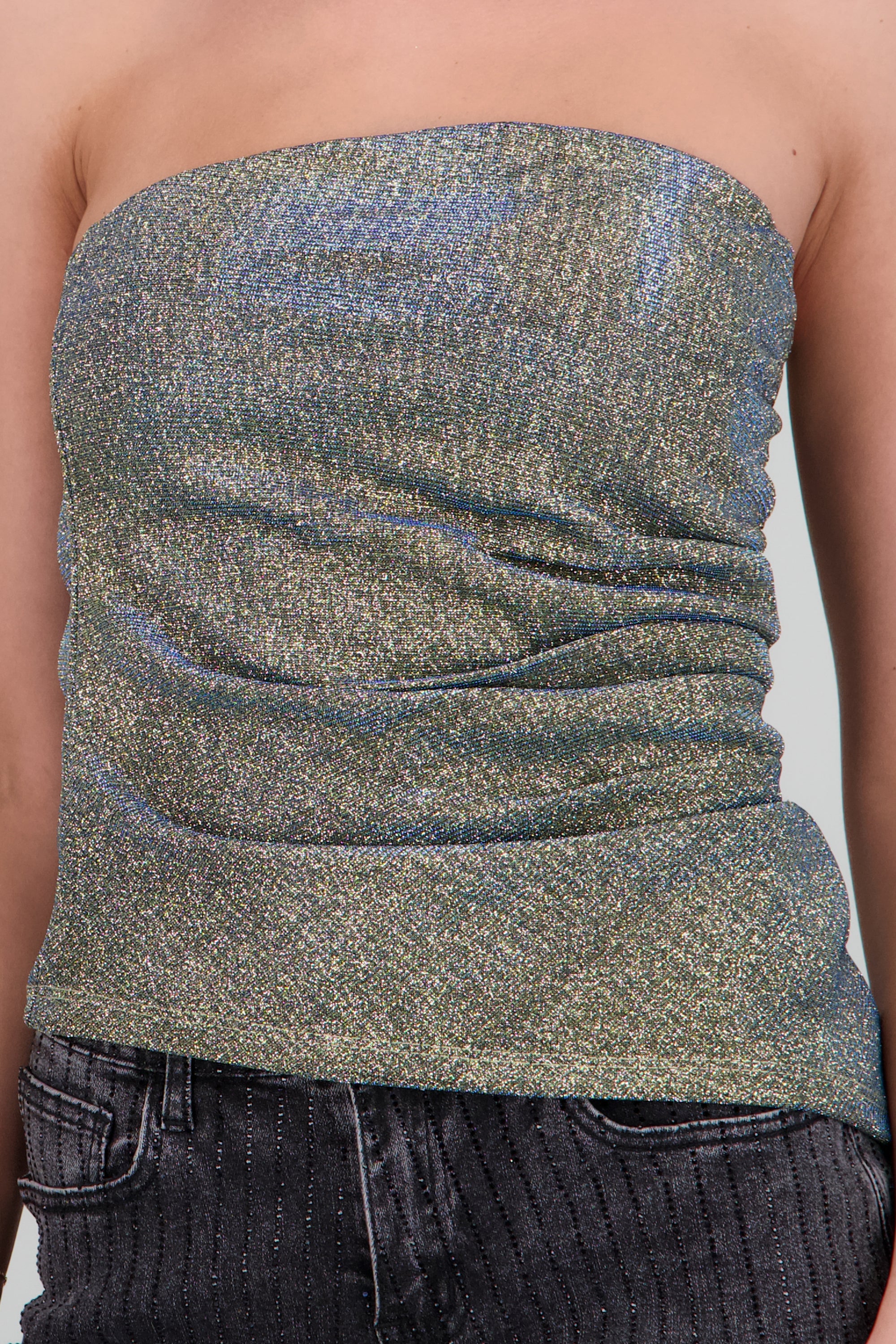 Top bandeau asimetrico brillos ORO