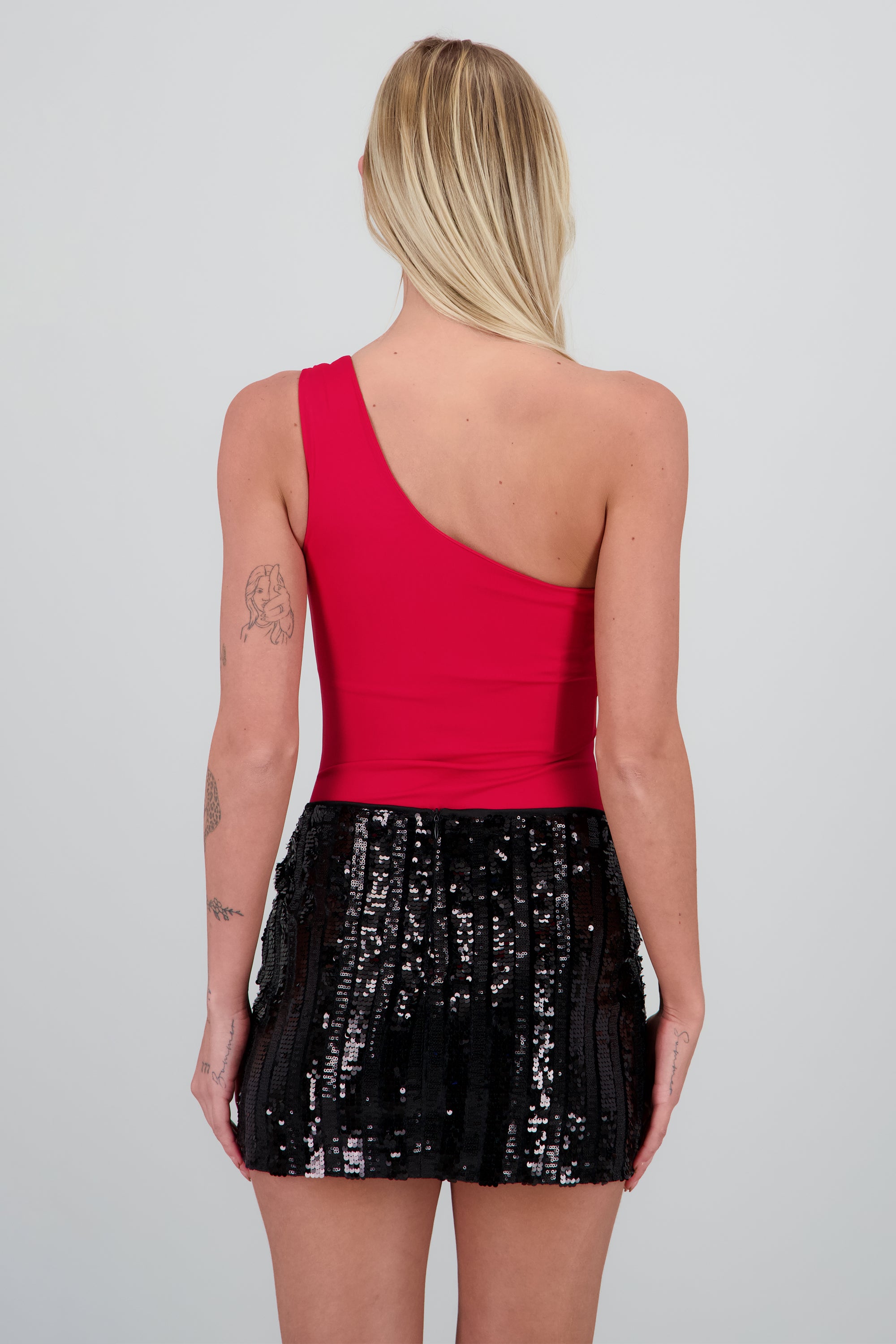 Bodysuit liso de un hombro ROJO