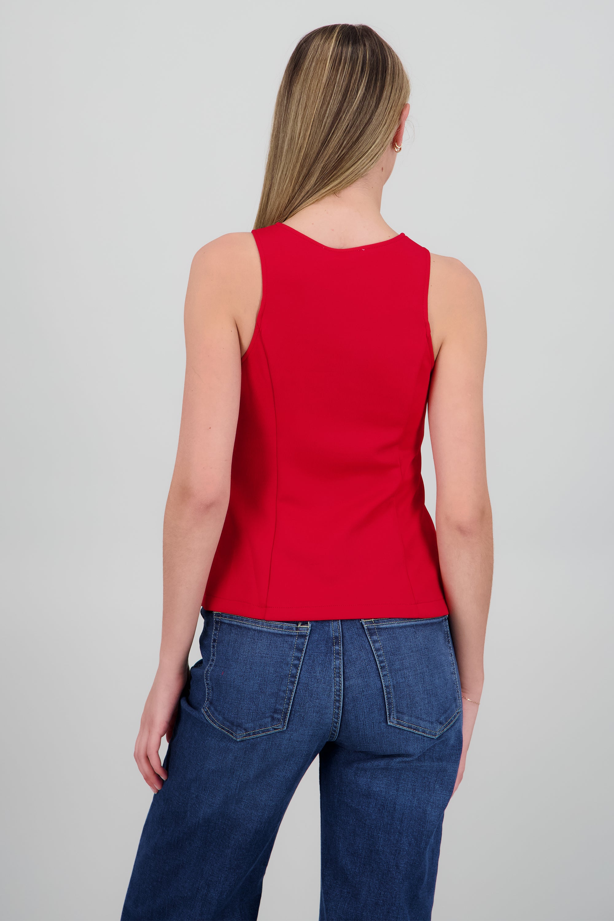 Chaleco detalle botones flor ROJO