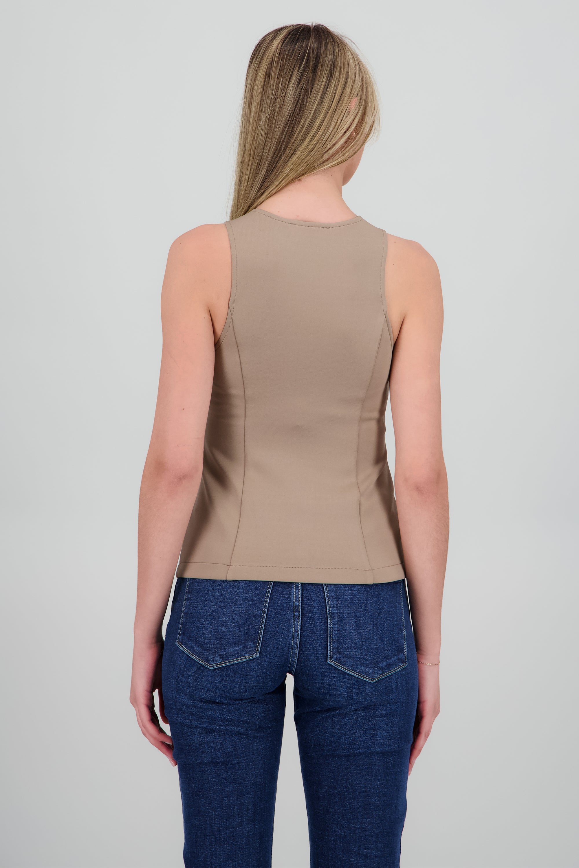 Chaleco detalle botones flor GREIGE