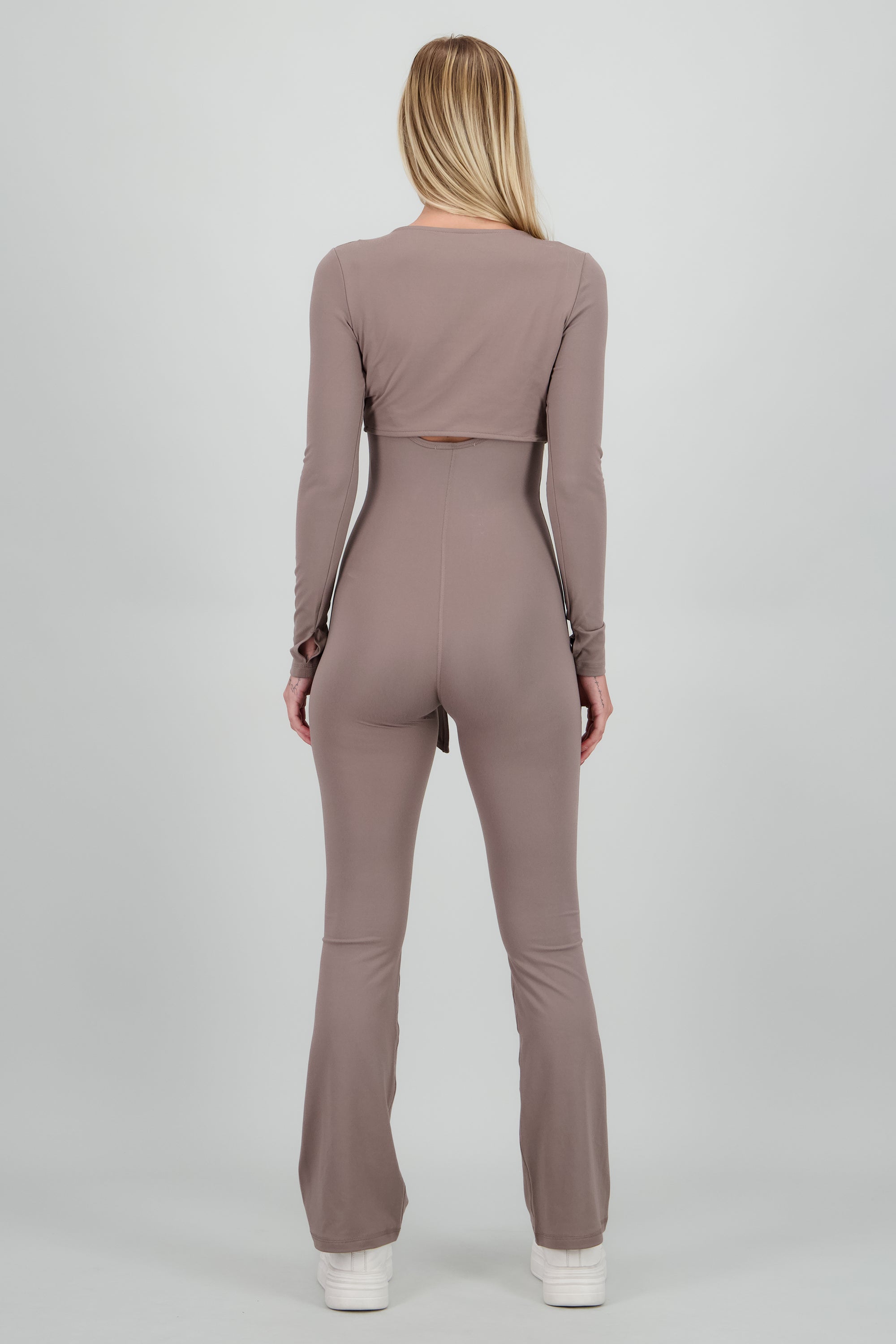 Enterizo deportivo con top liso TAUPE