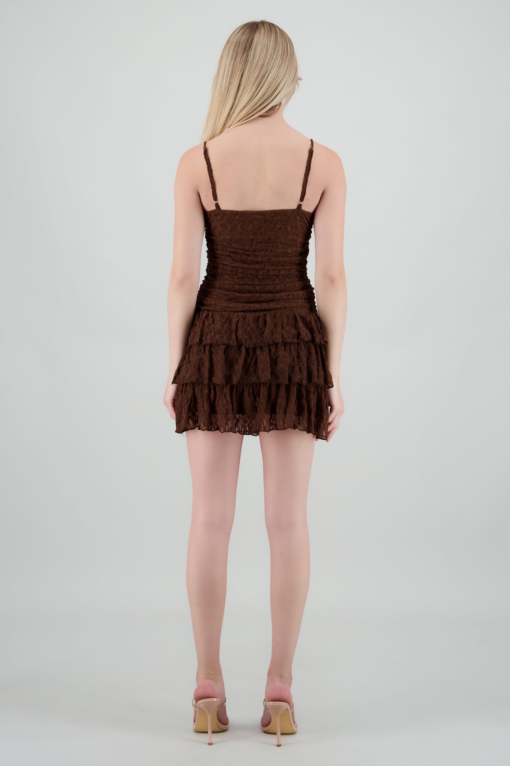 Vestido torantes encaje falda olanes CAFE