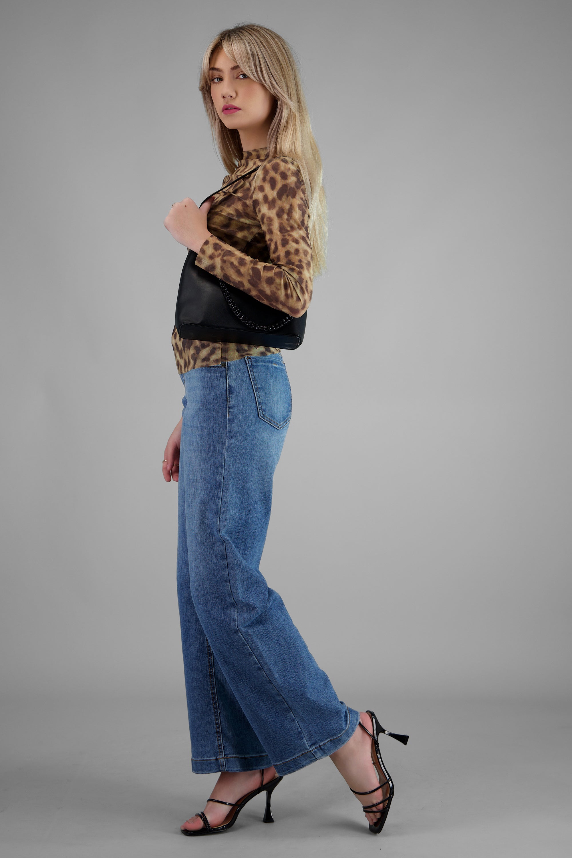 Top mesh animal print CAFE COMBO