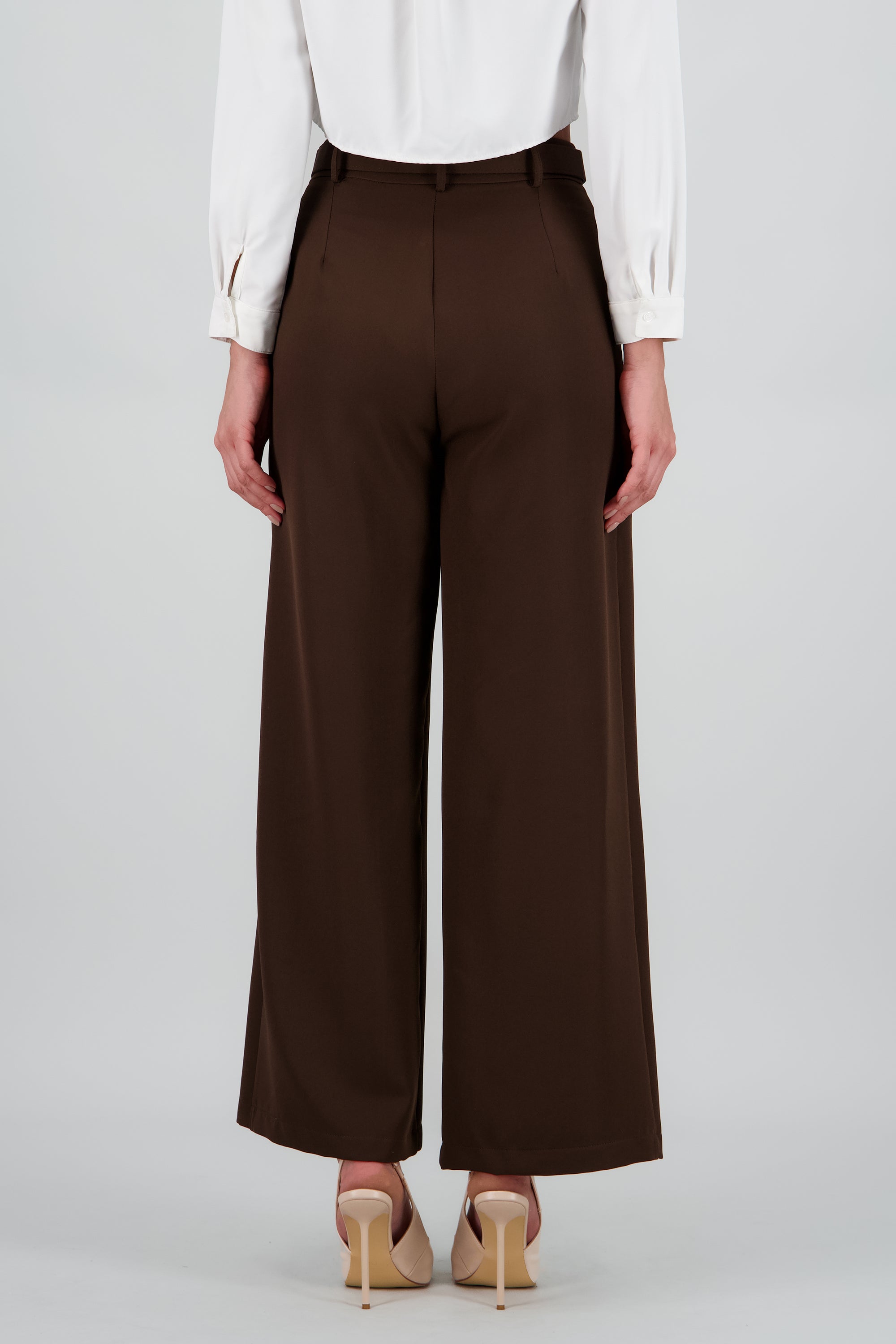Pantalon sastre basico con cinturon Hypsters CHOCOLATE