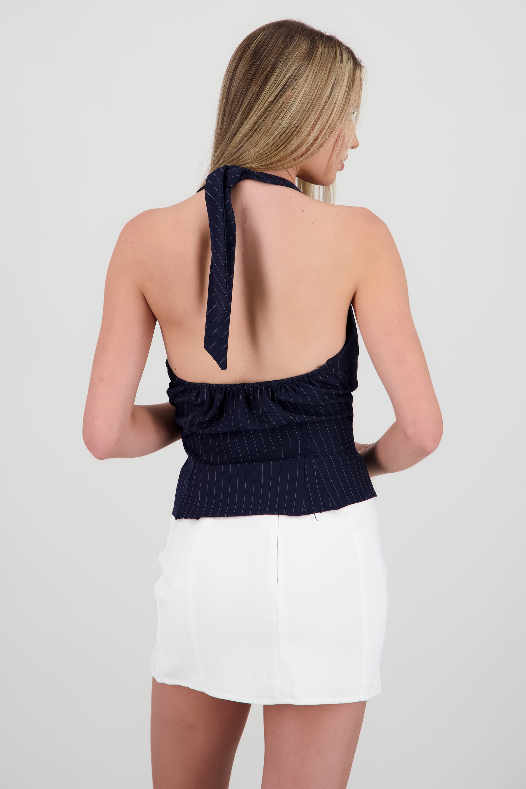 Top halter amarre estampado rayas MARINO COMBO