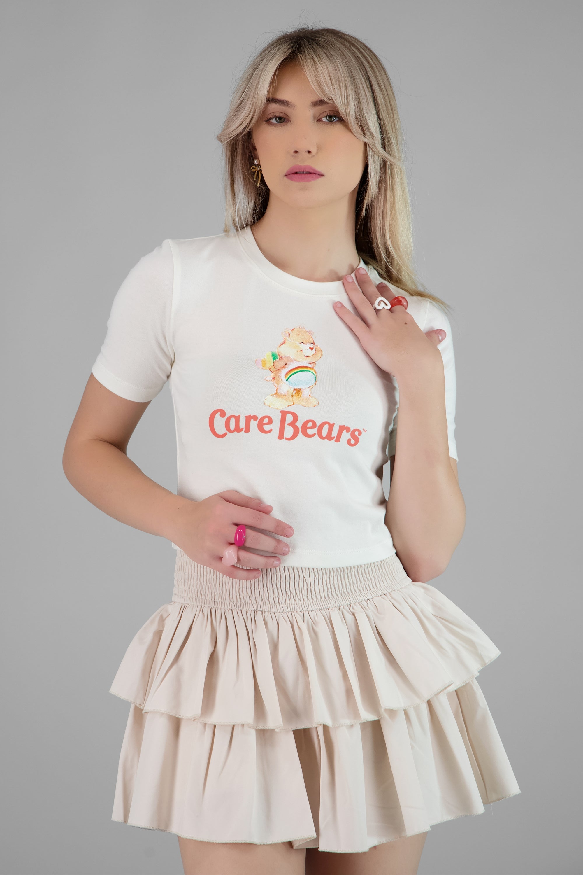 Crop manga corta Care Bear clasico HUESO