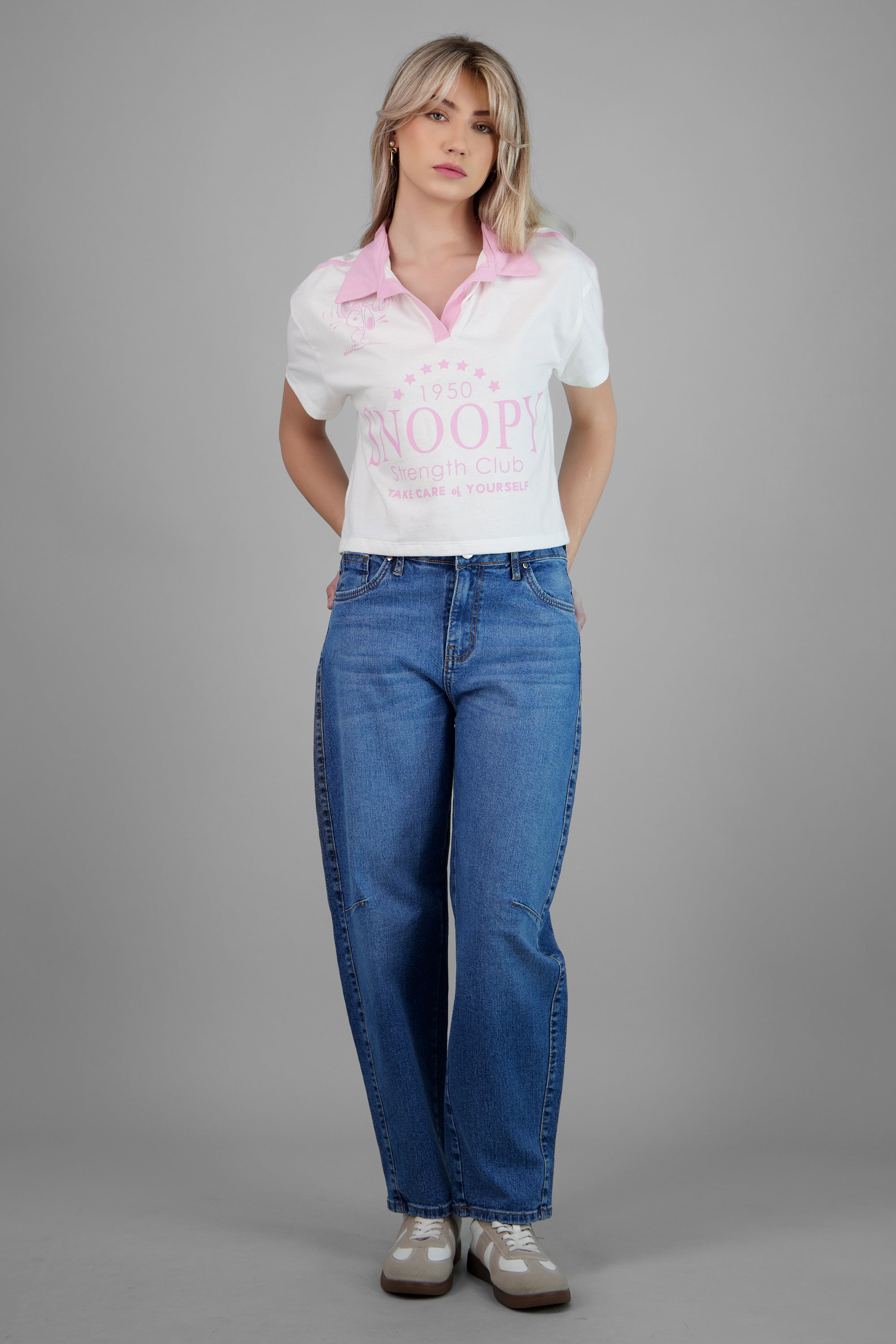 Polo manga corta snoopy deportiva ROSA COMBO