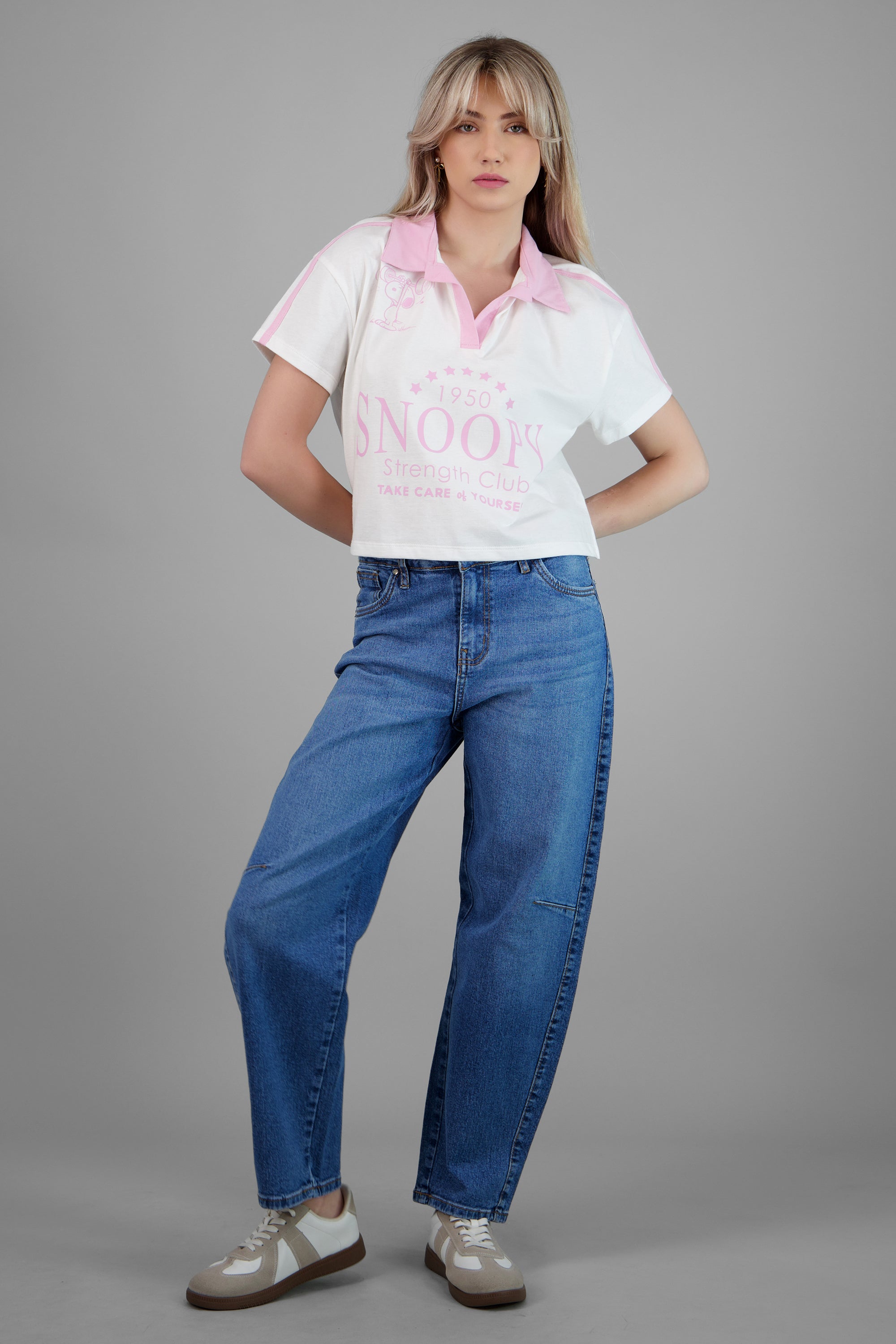 Polo manga corta snoopy deportiva ROSA COMBO