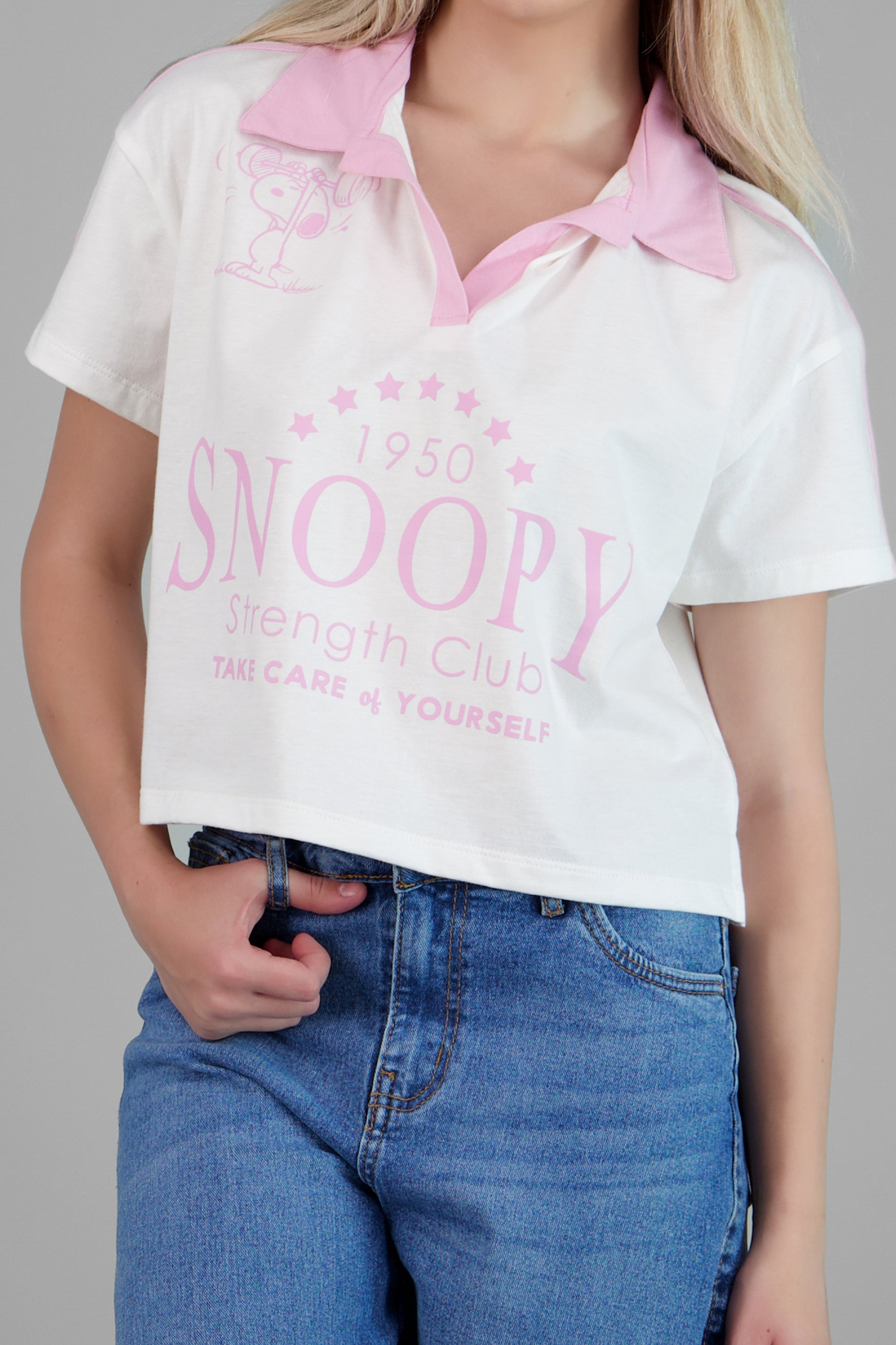Polo manga corta snoopy deportiva ROSA COMBO
