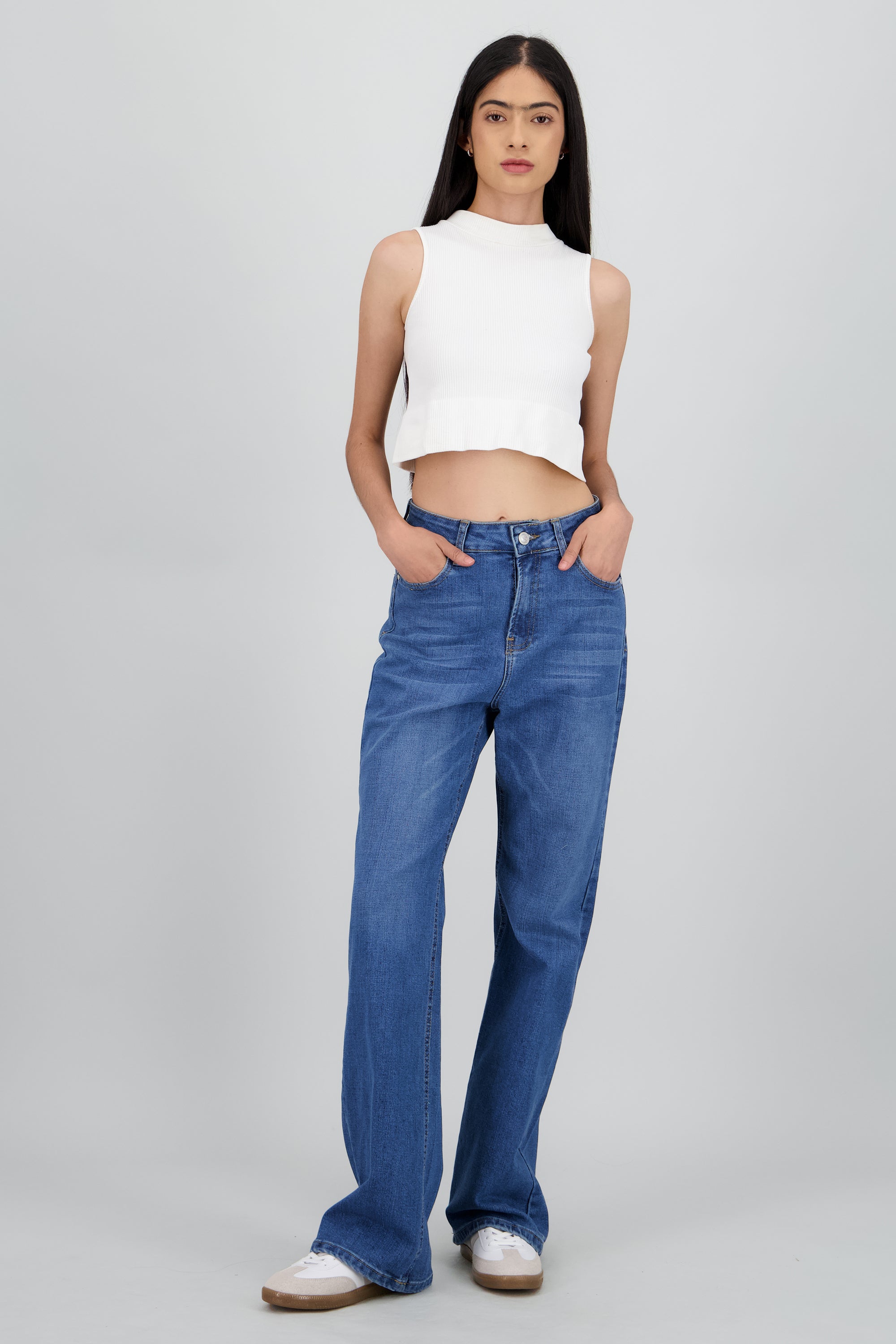 Jeans straight wide basico MEDIUM WASH