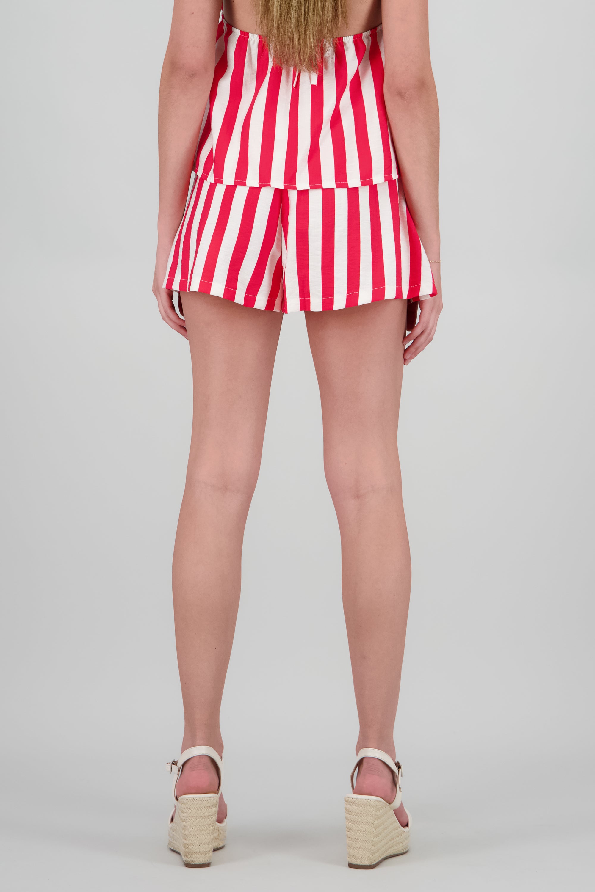 Short rayas detalle jareta ROJO COMBO