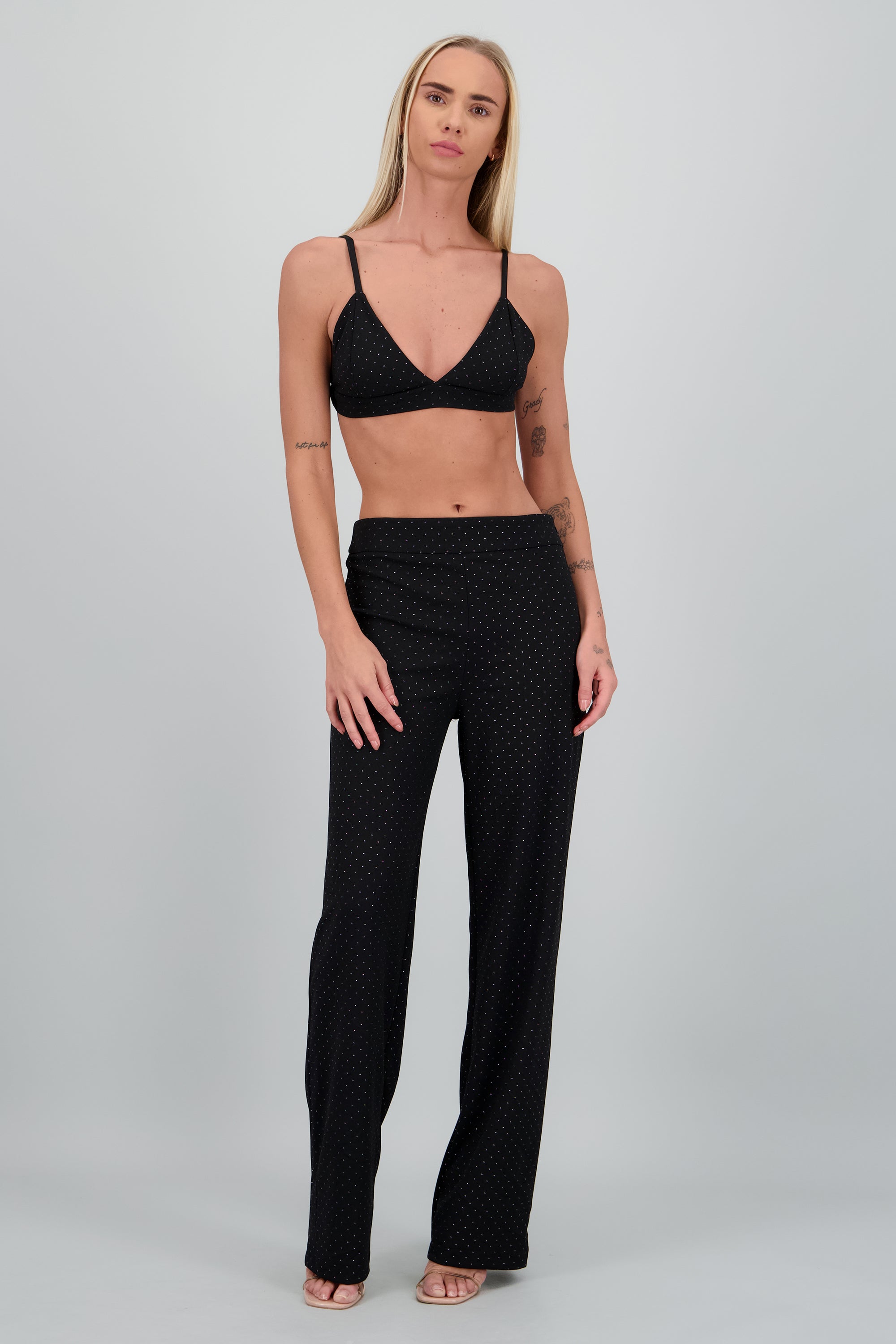 Pantalón recto con brillos NEGRO COMBO