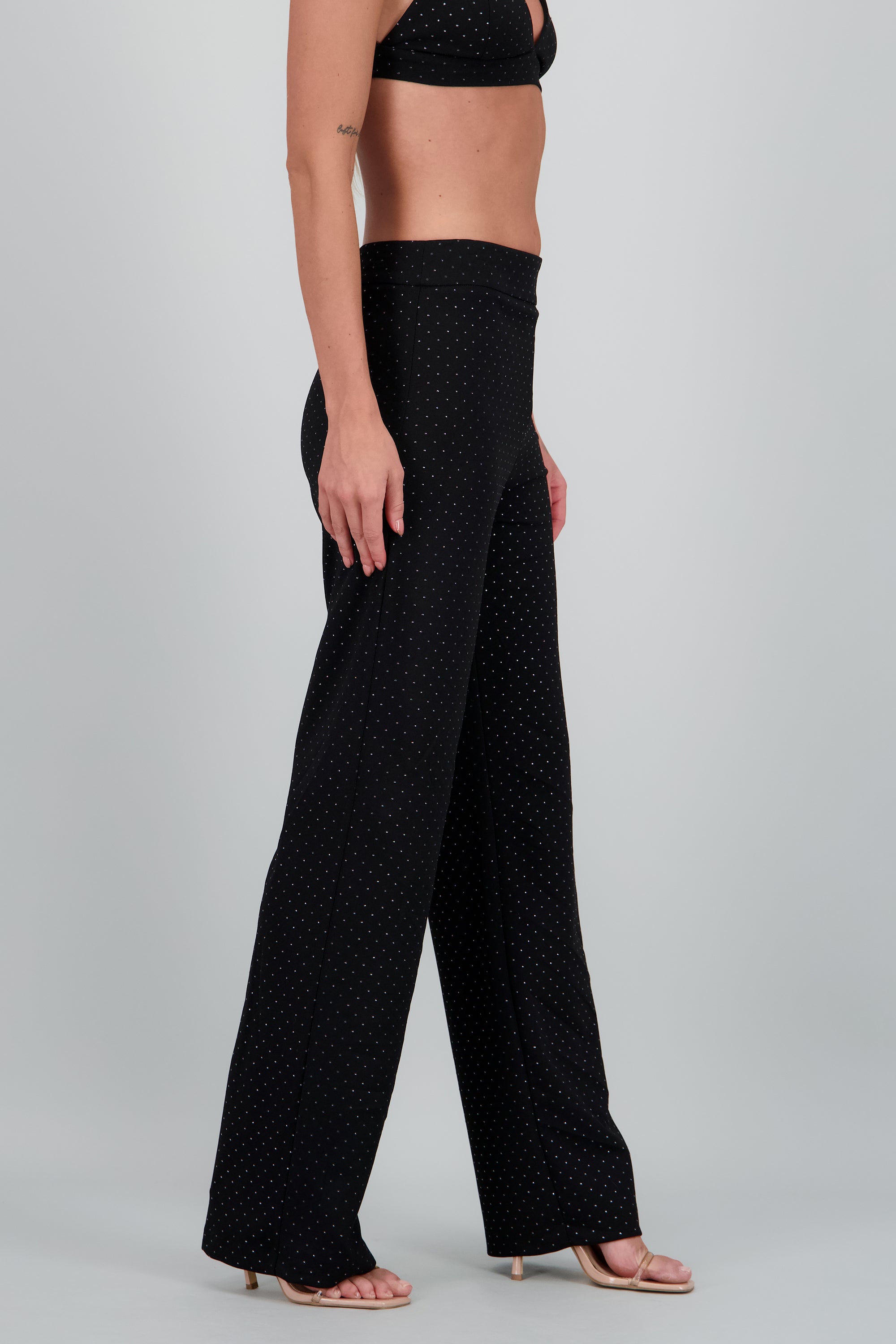Pantalón recto con brillos NEGRO COMBO
