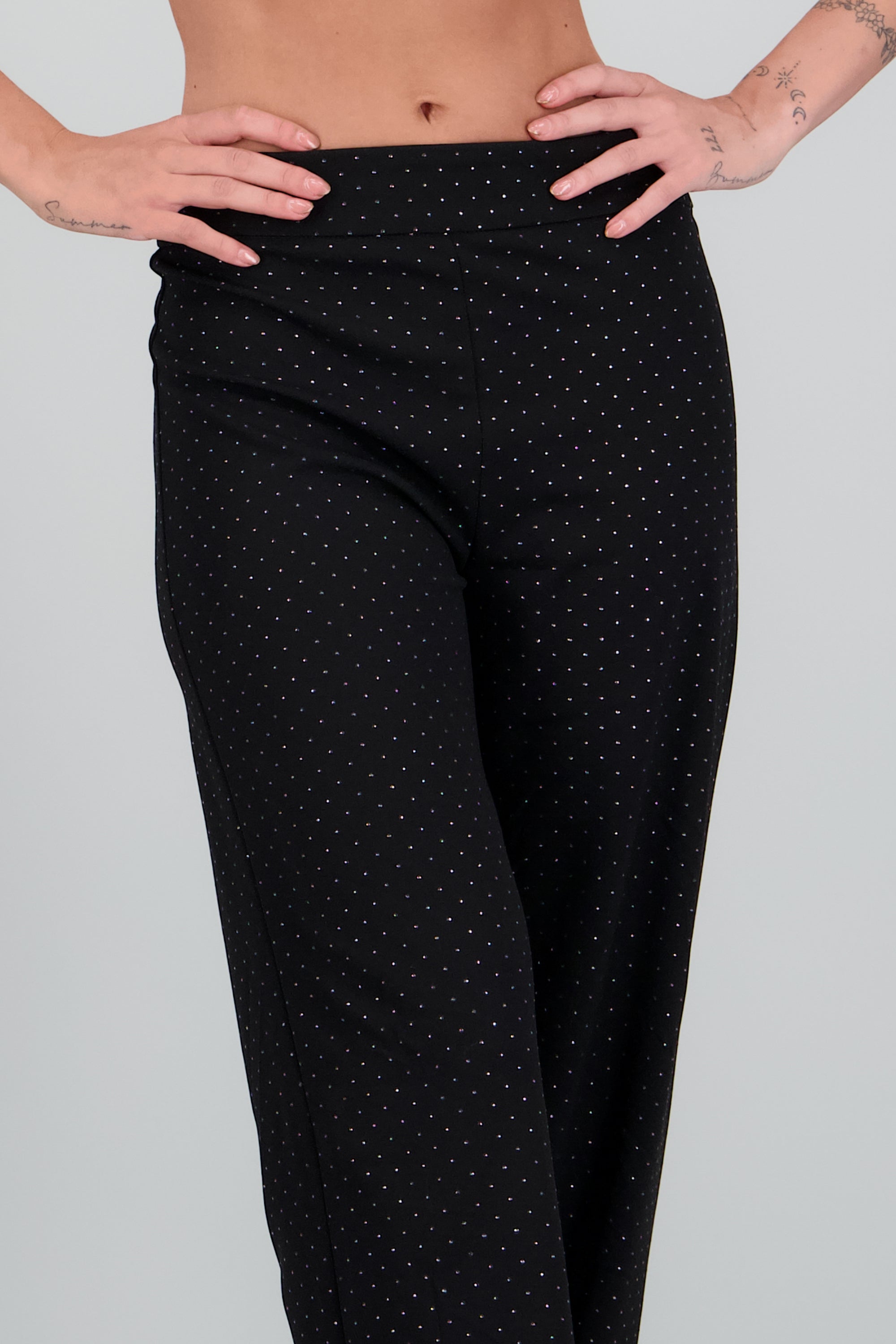 Pantalón recto con brillos NEGRO COMBO