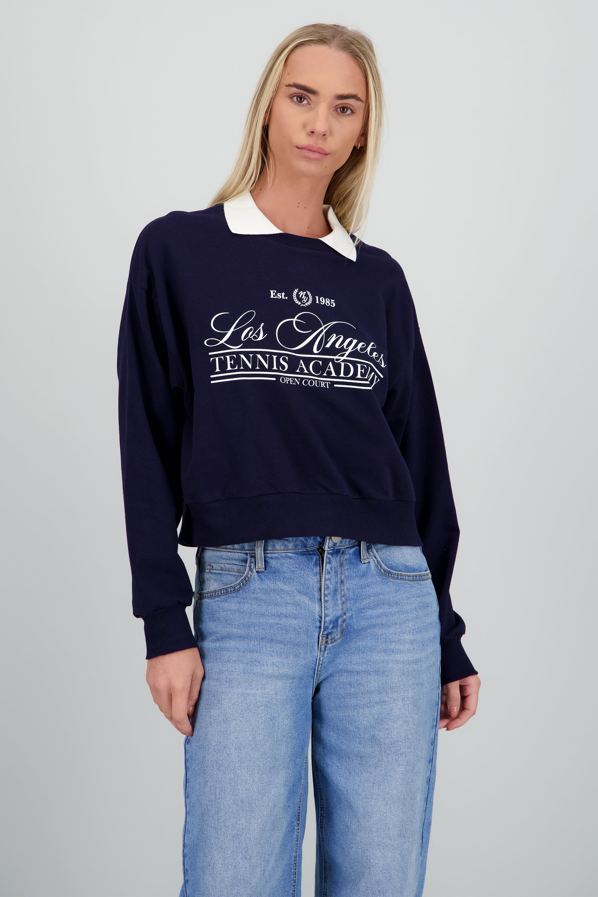 Sudadera los angeles cuello polo MARINO