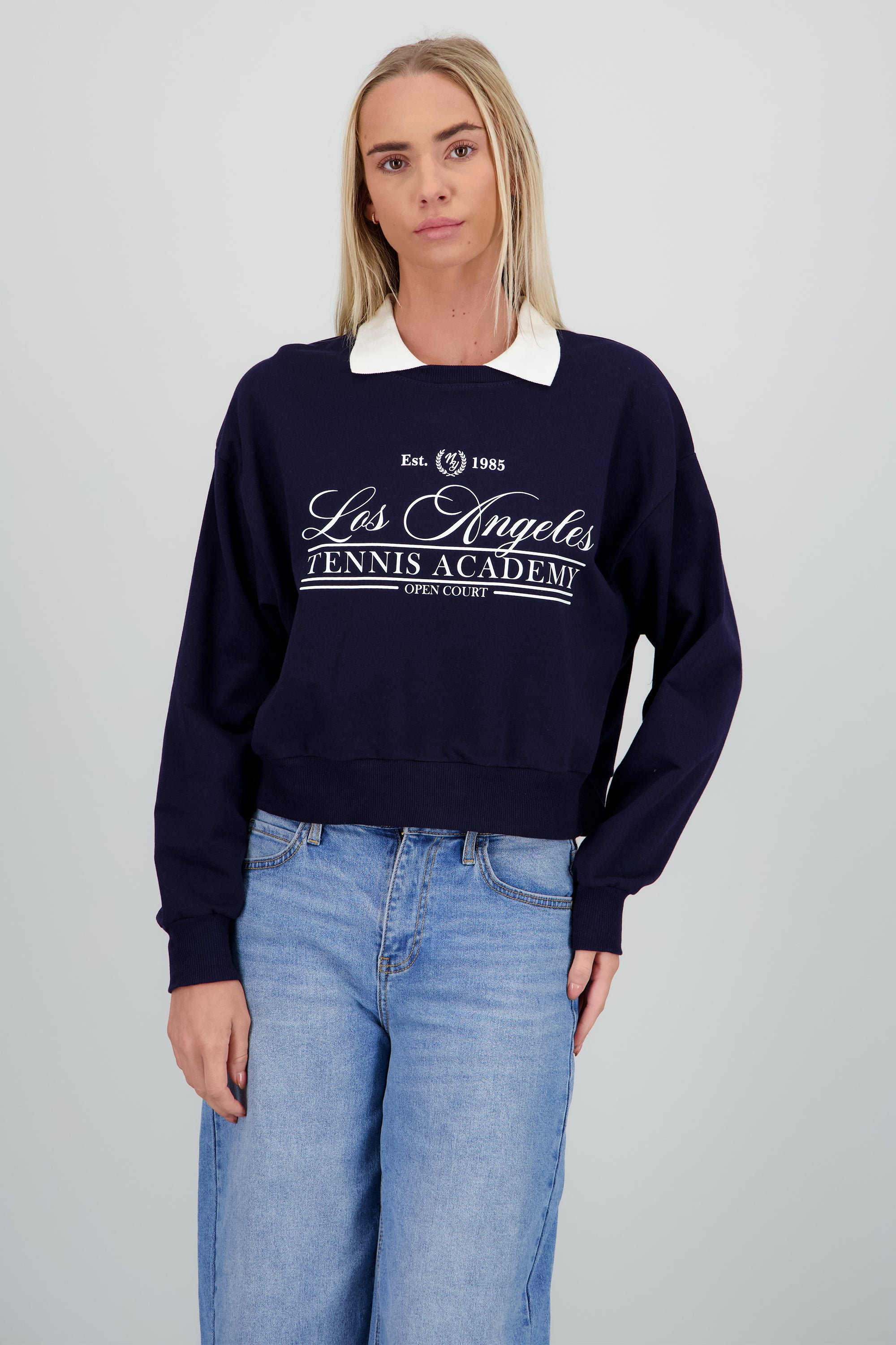 Sudadera los angeles cuello polo MARINO