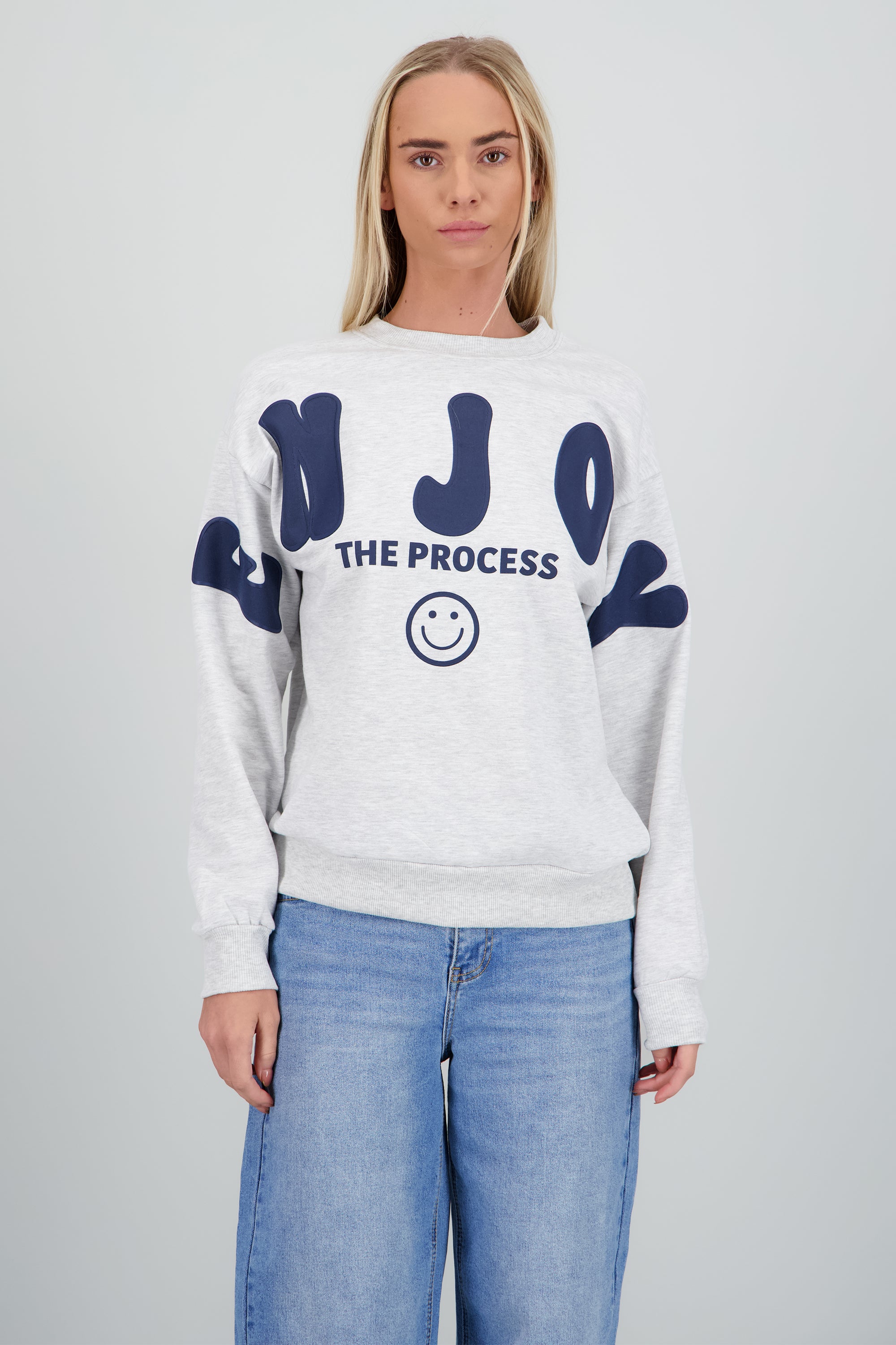 Sudadera oversized estampado en frente GRIS JASPE