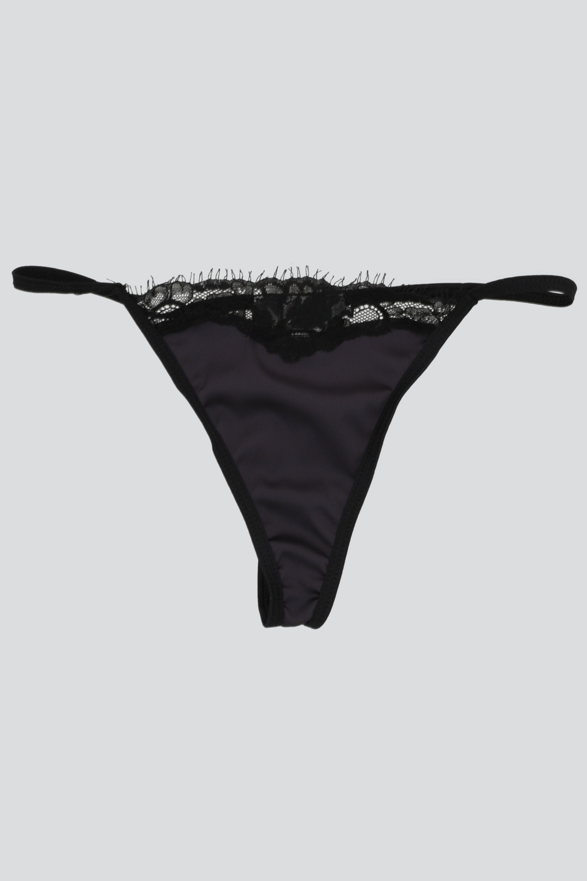 Tanga satin detalle encaje NEGRO