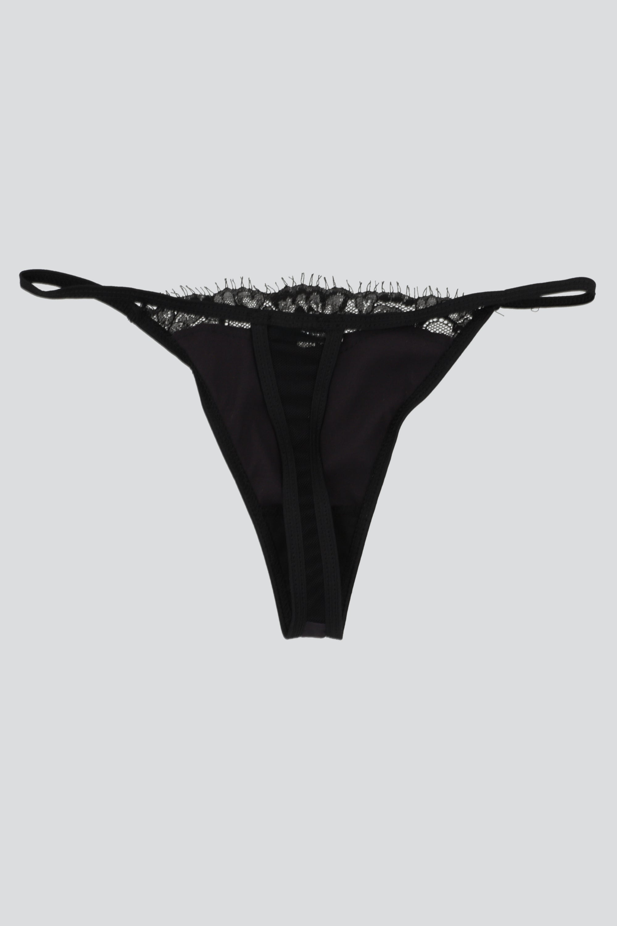 Tanga satin detalle encaje NEGRO