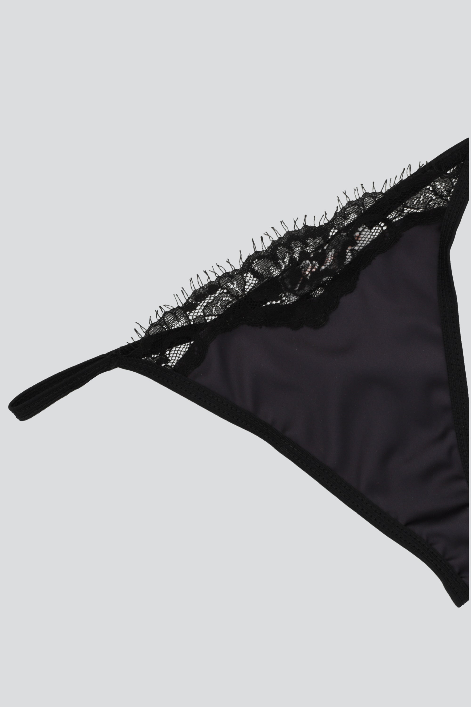 Tanga satin detalle encaje NEGRO