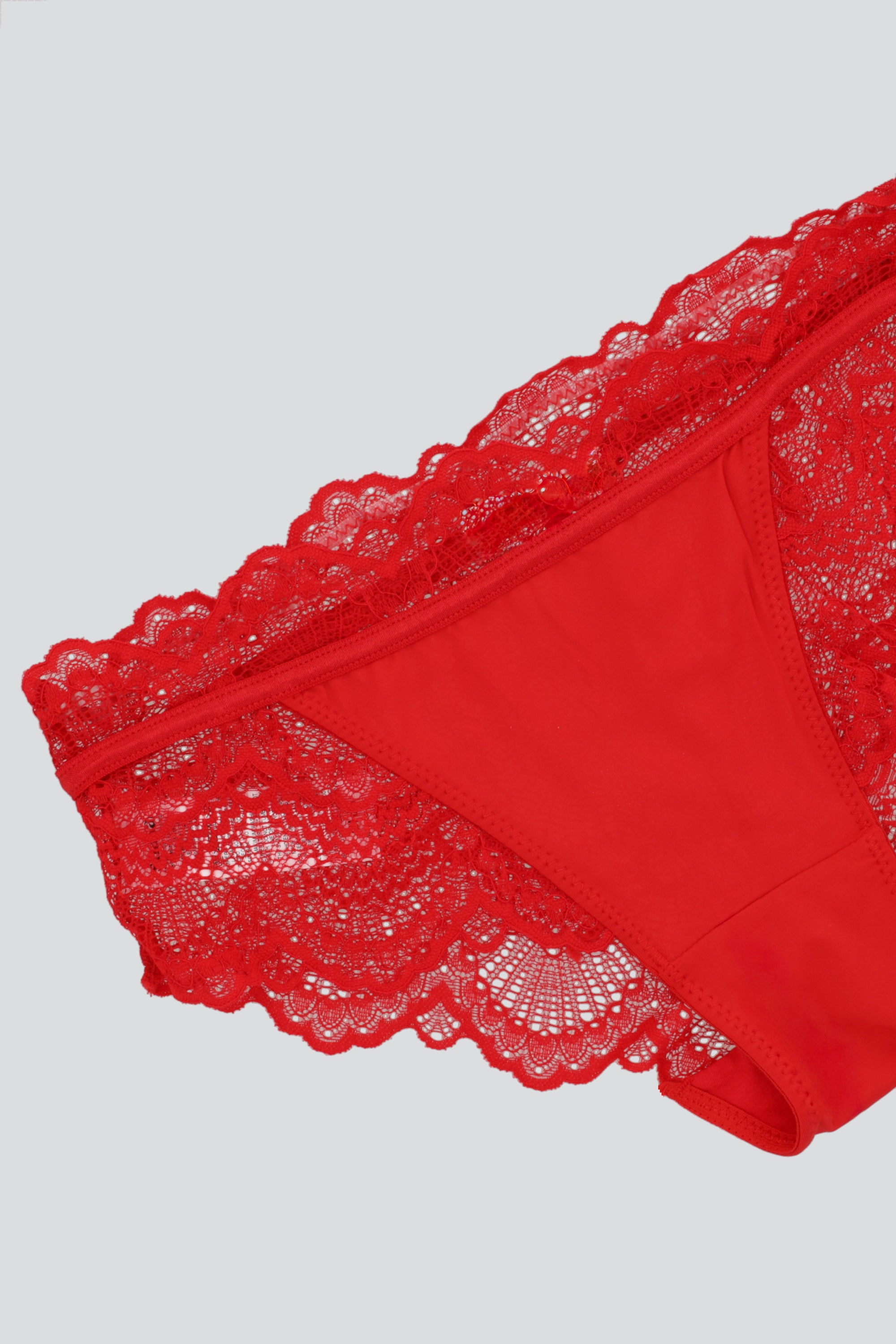 Bikini liso detalle encaje ROJO