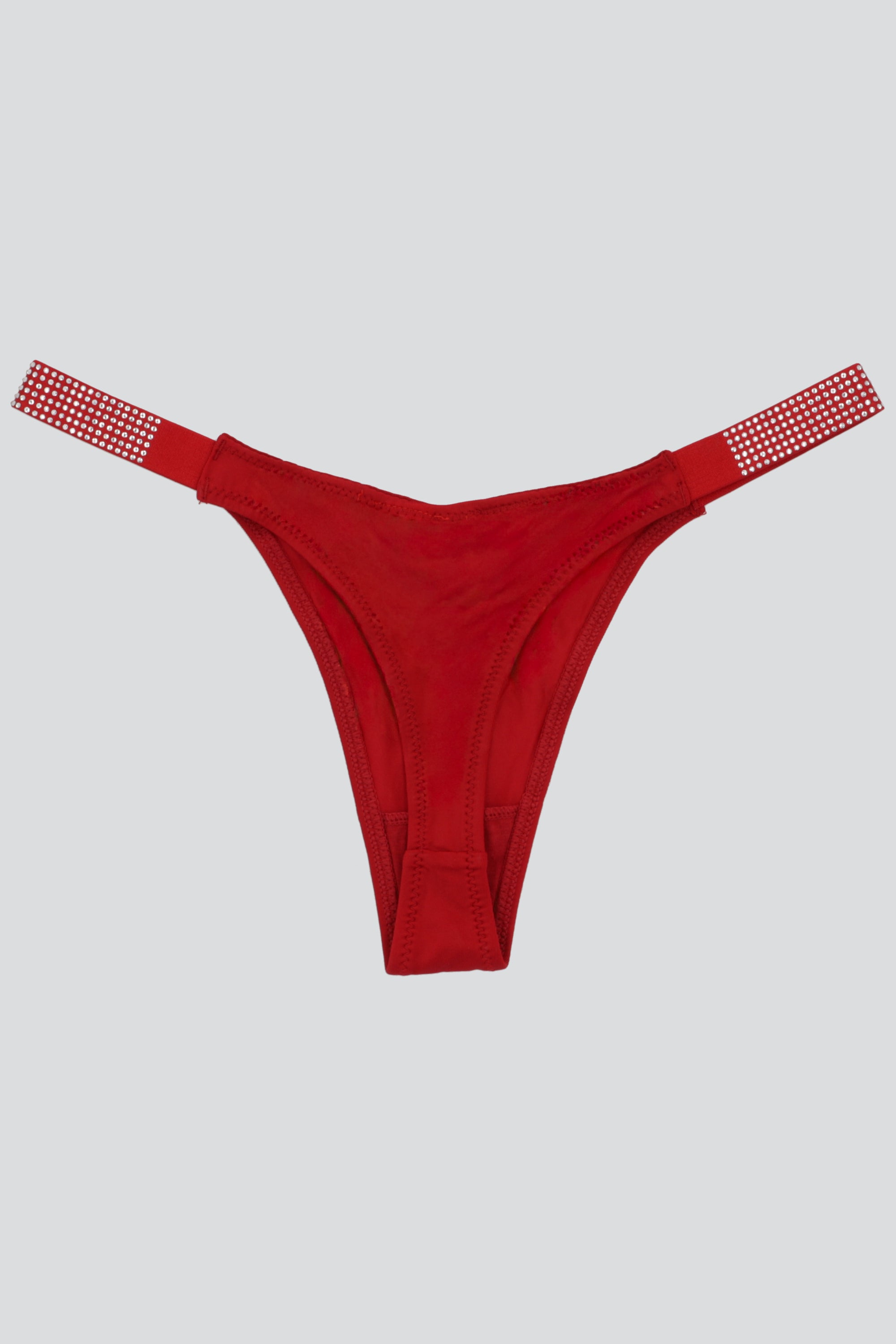 Tanga lisa detalle brillos ROJO