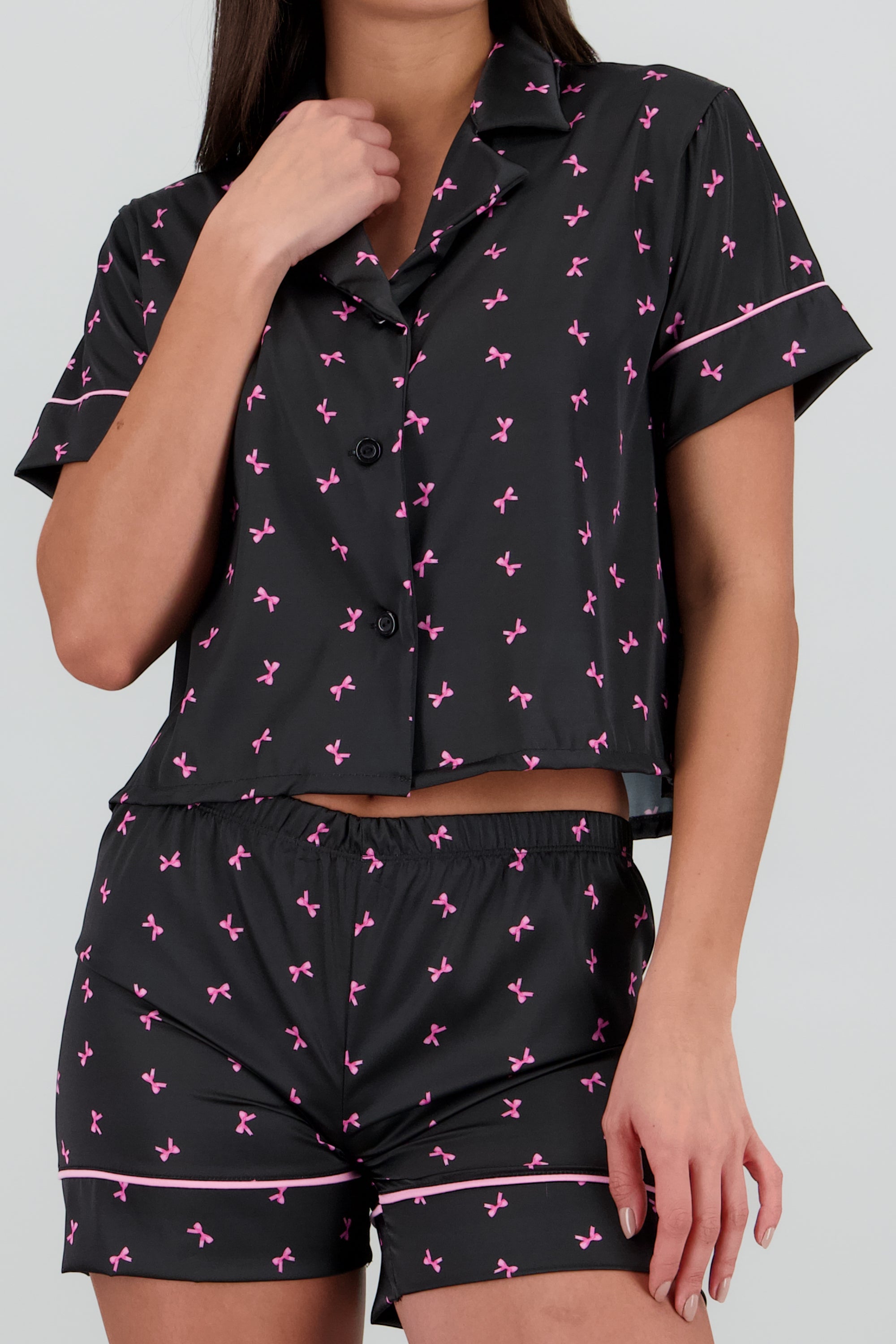 Pijama camisera moños NEGRO