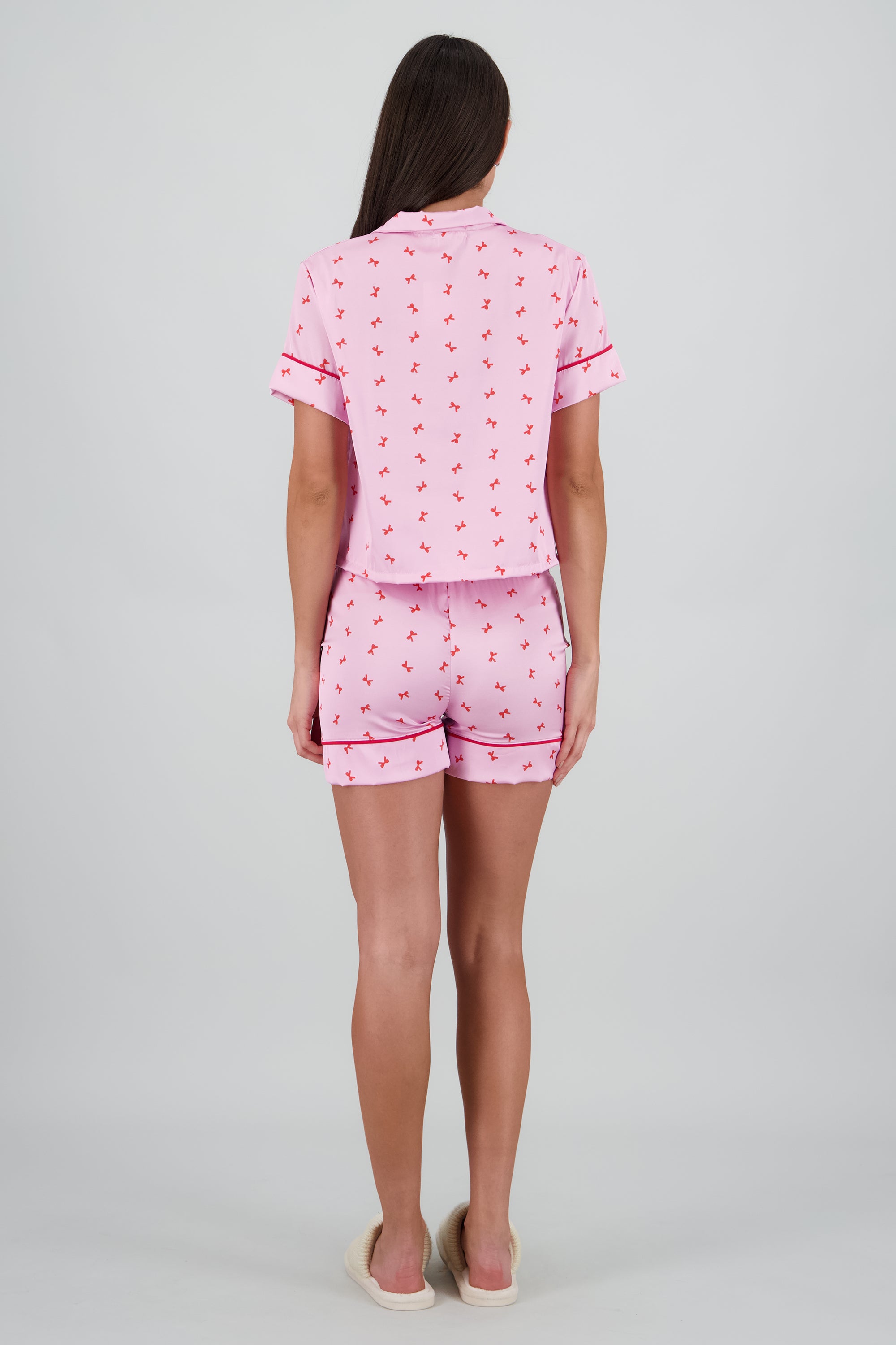 Pijama camisera moños PALO DE ROSA