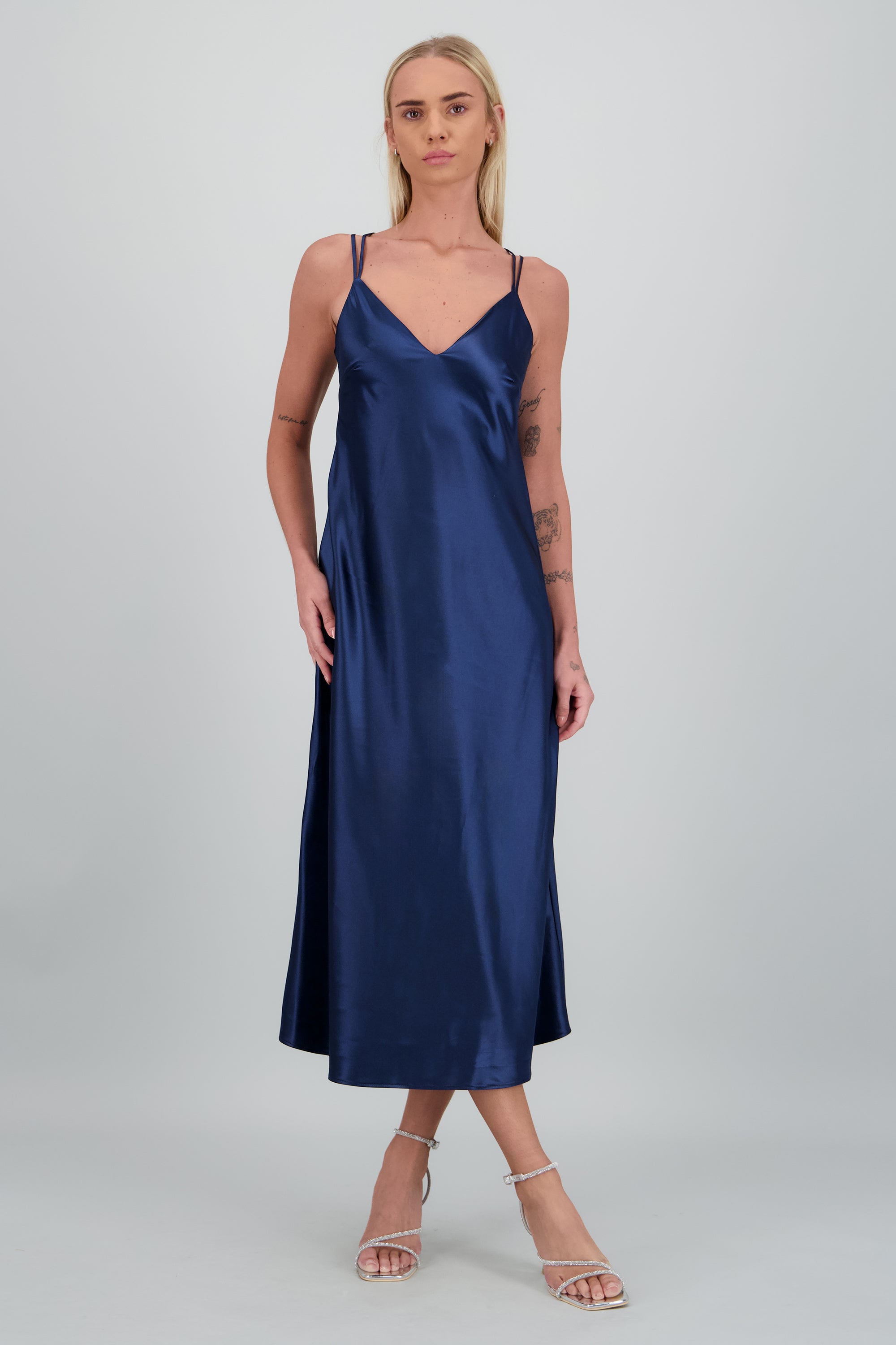 Vestido escote espalda tirantes cruzados MARINO