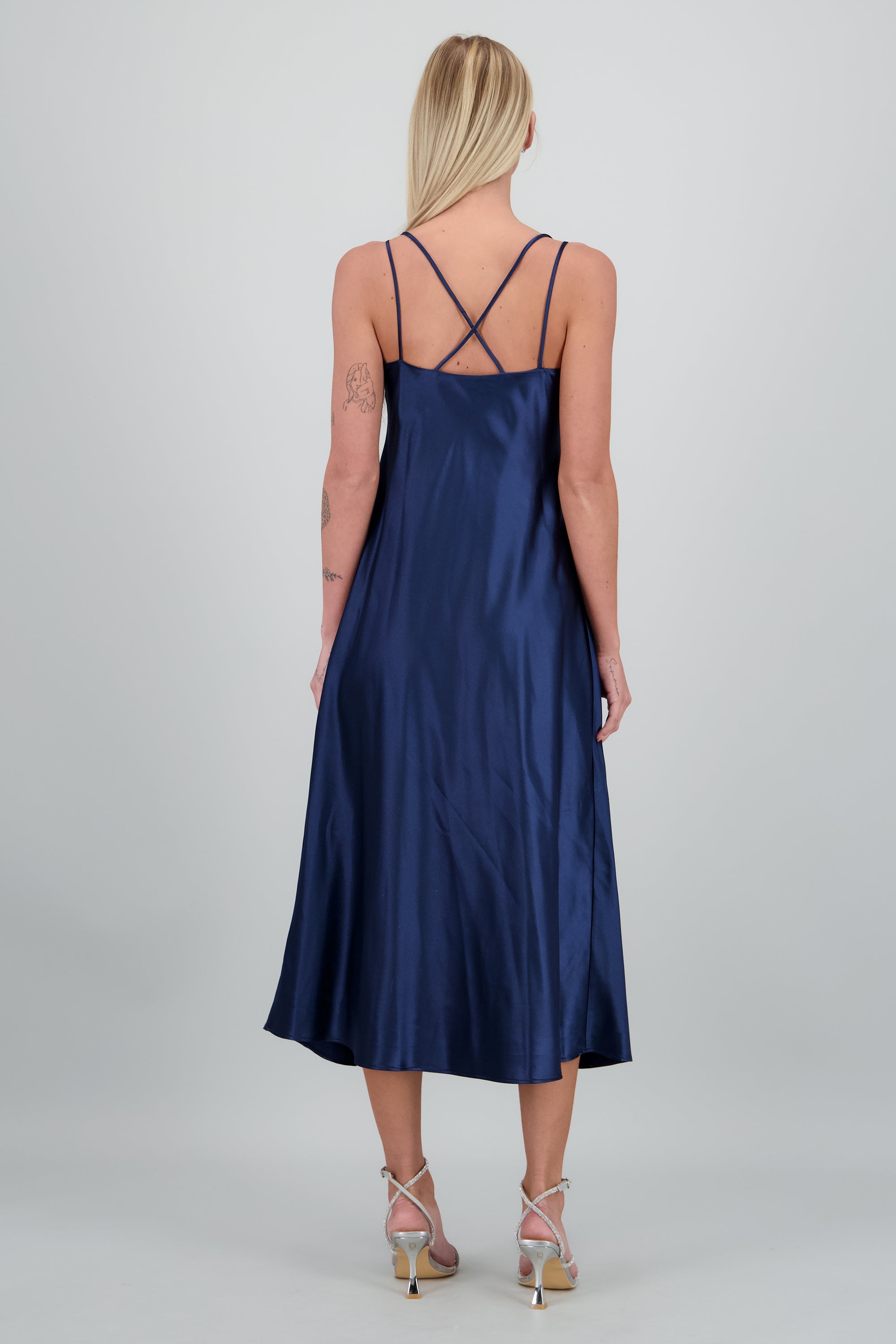 Vestido escote espalda tirantes cruzados MARINO