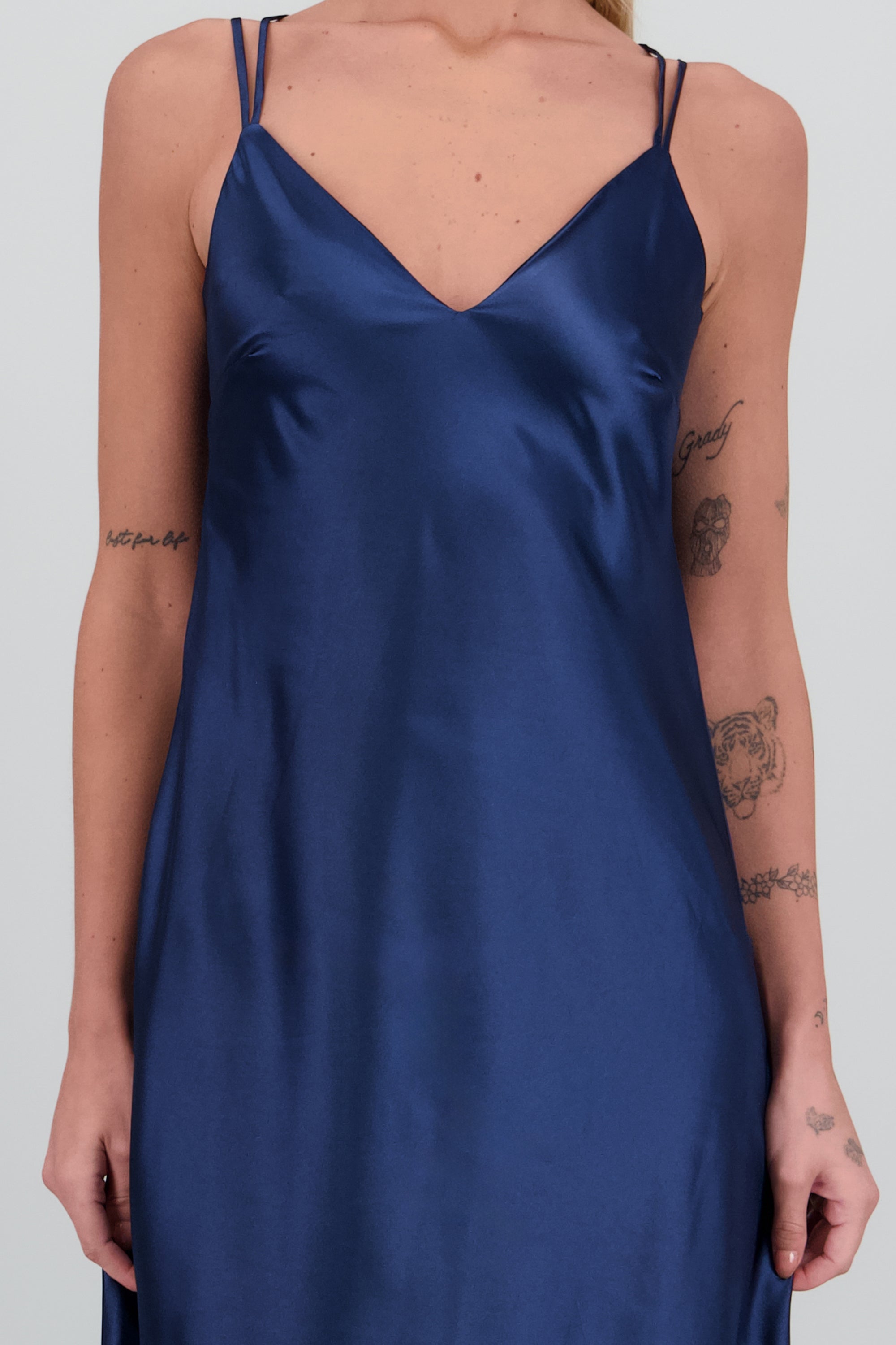 Vestido escote espalda tirantes cruzados MARINO