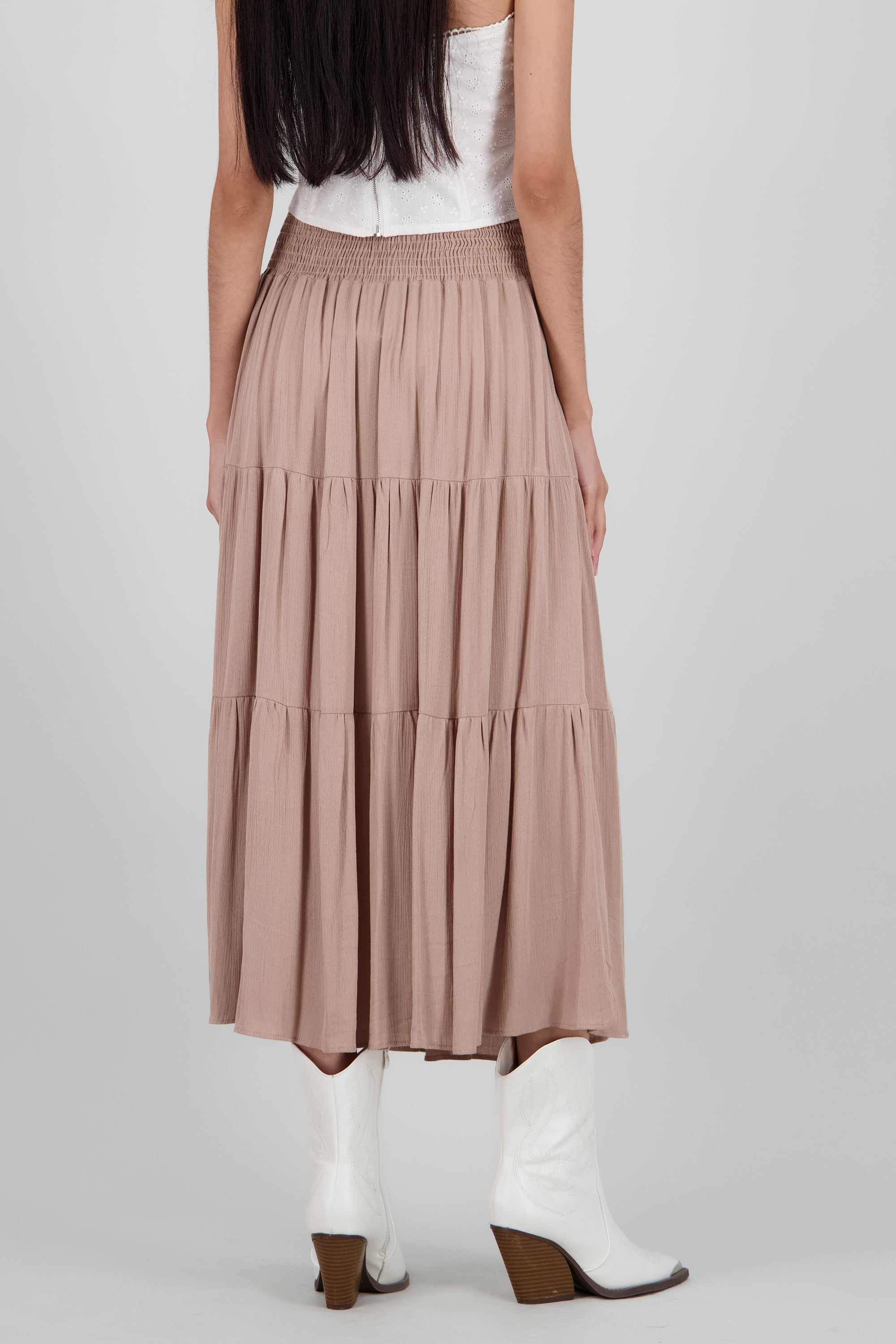 Falda cintura smock BEIGE