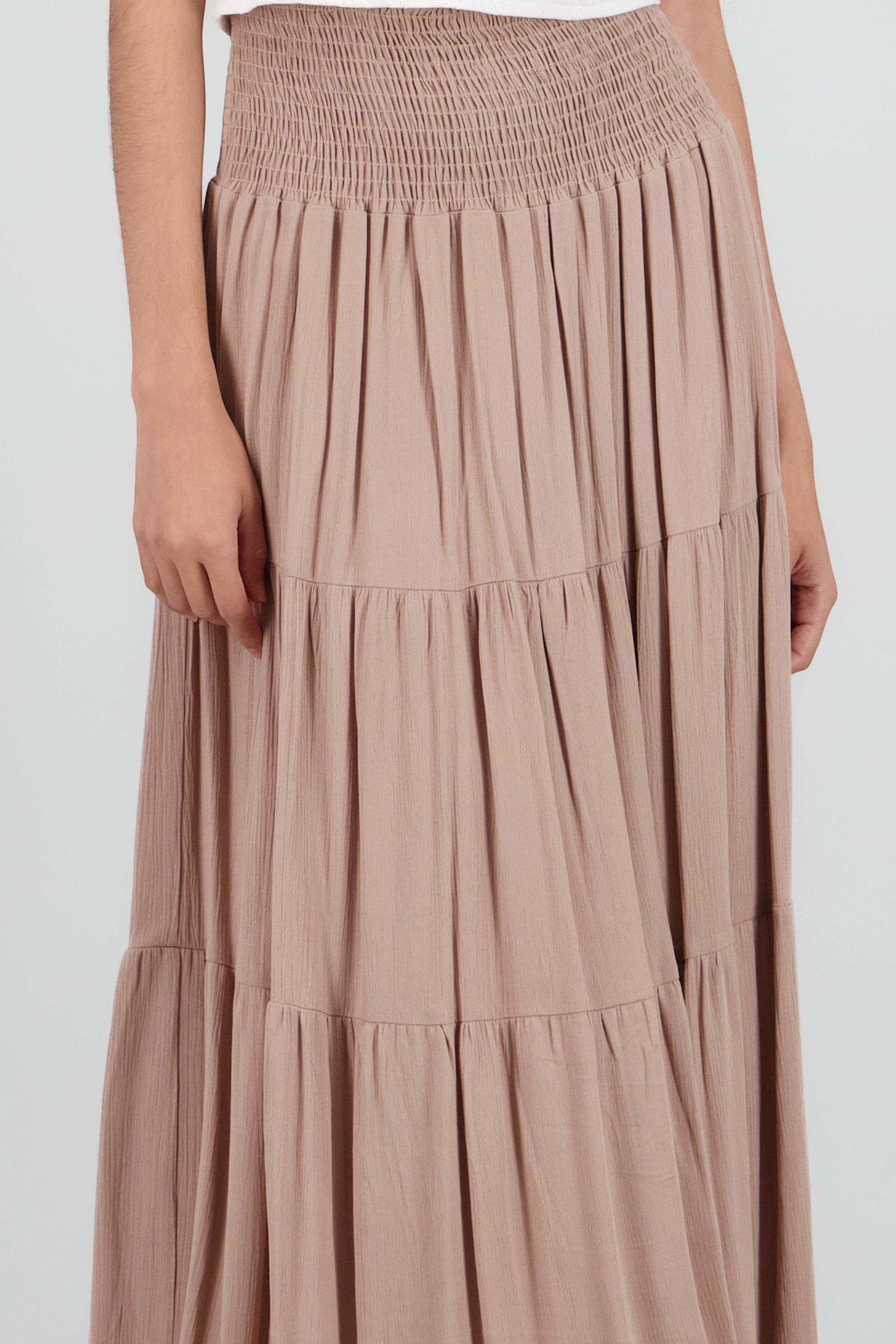 Falda cintura smock BEIGE