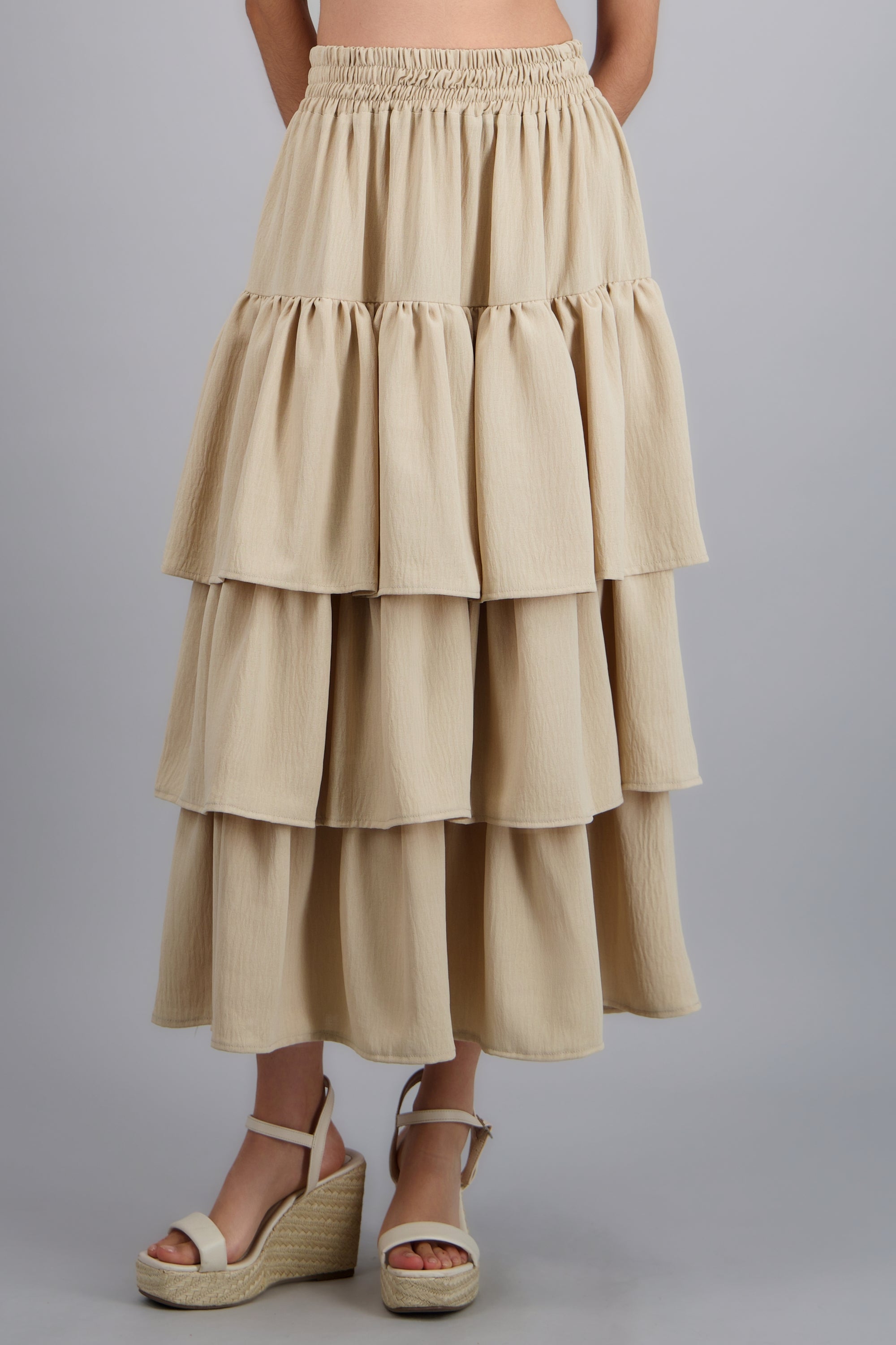 Falda maxi 3 olanes BEIGE