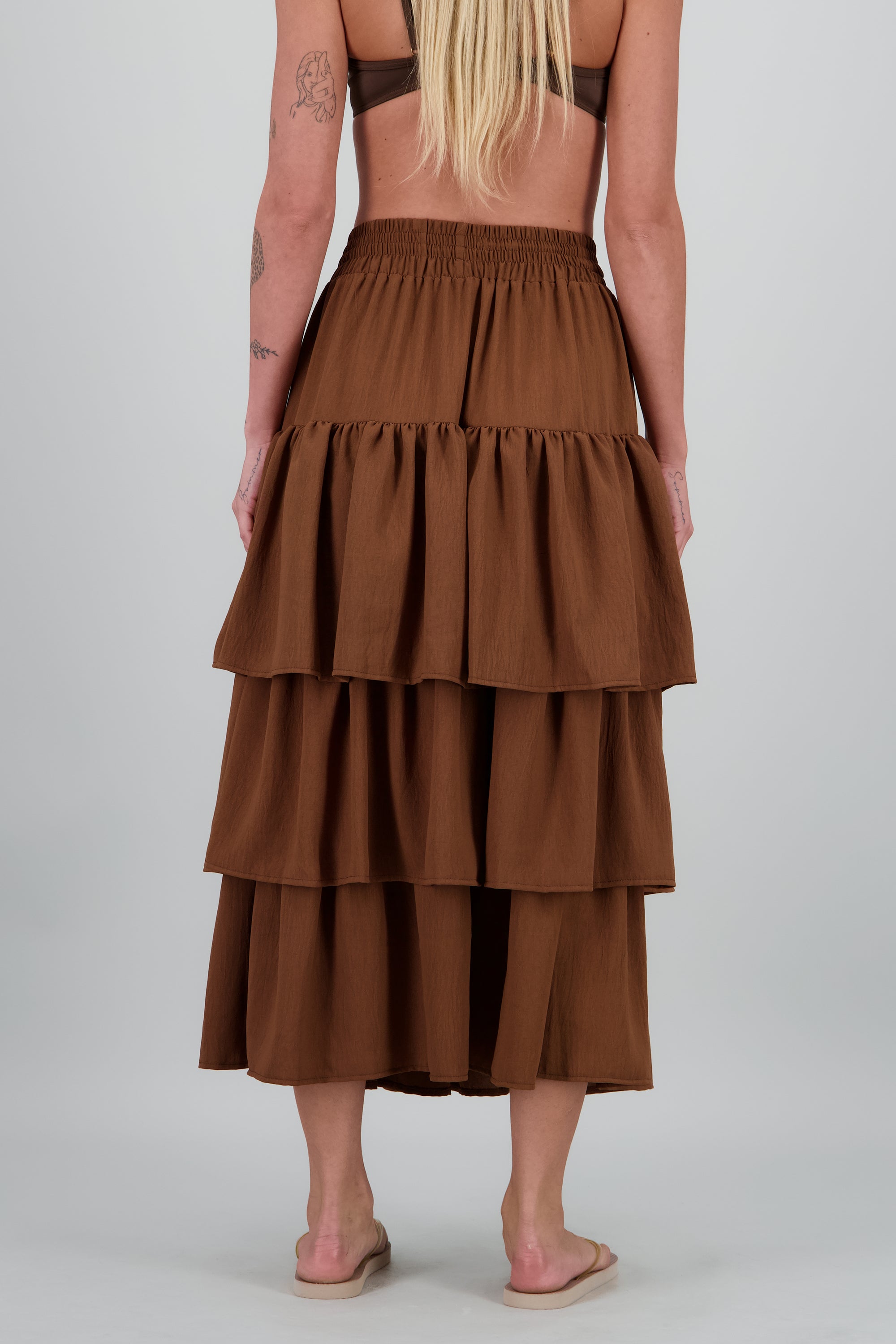 Falda maxi 3 olanes CHOCOLATE