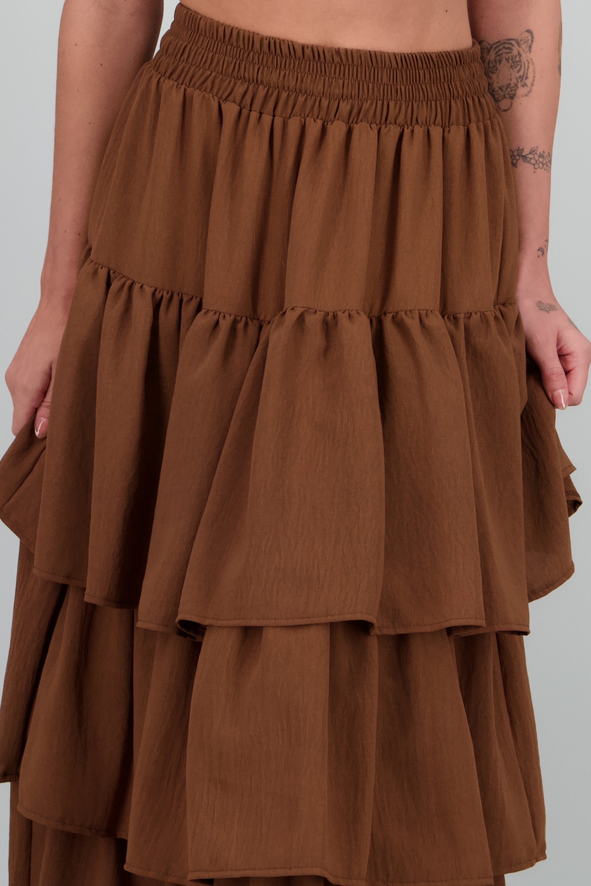 Falda maxi 3 olanes CHOCOLATE