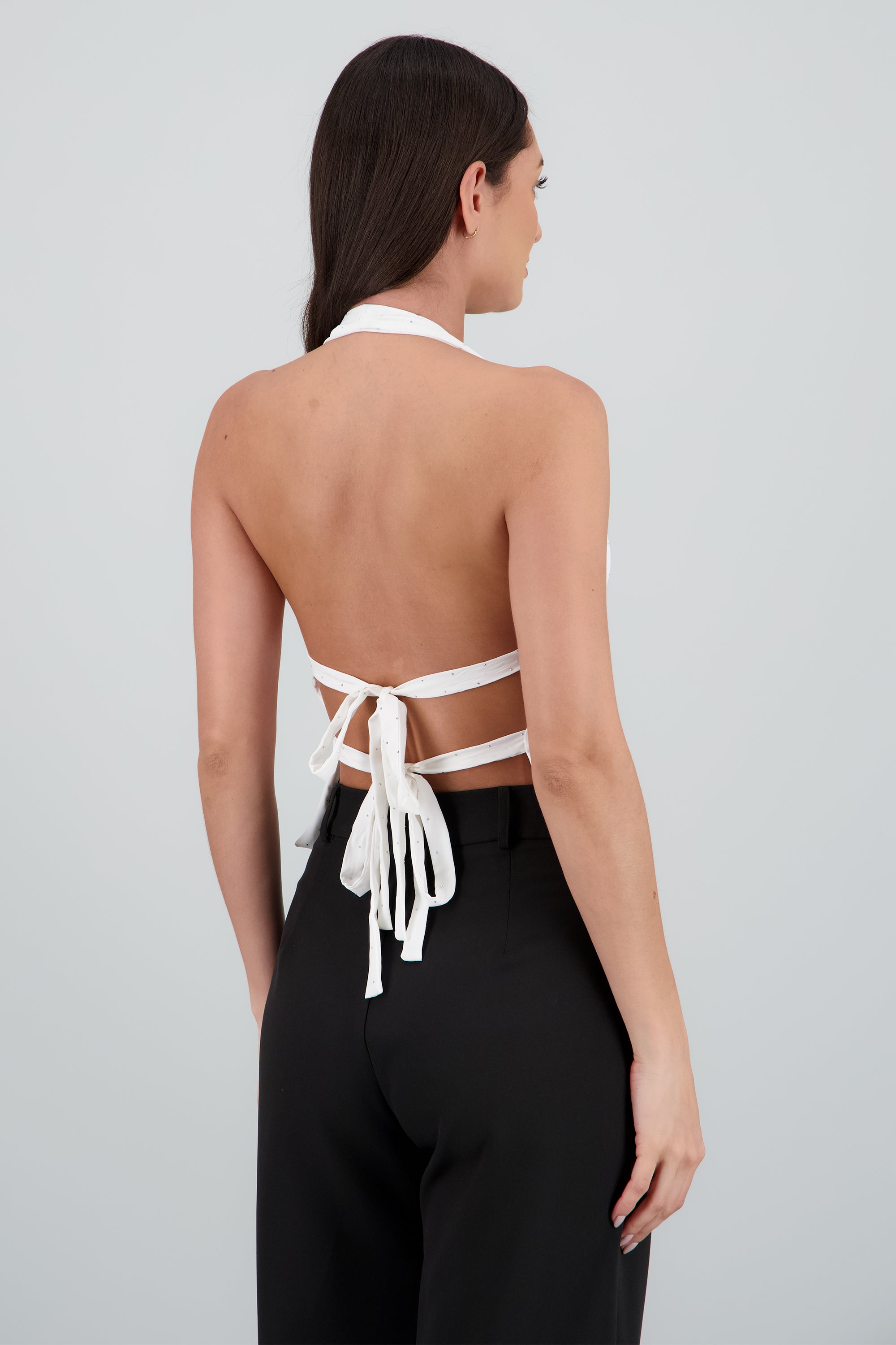 top halter detalle brillos BLANCO
